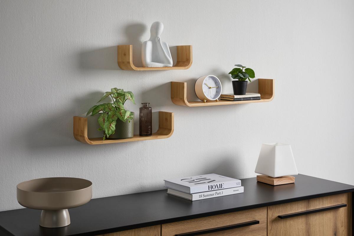 Bonnie Set Zidnih Polica 3/1 - prirodne boje, Natur, prirodni materijali (30/40/50/10/10/10/10/10/10cm) - Based