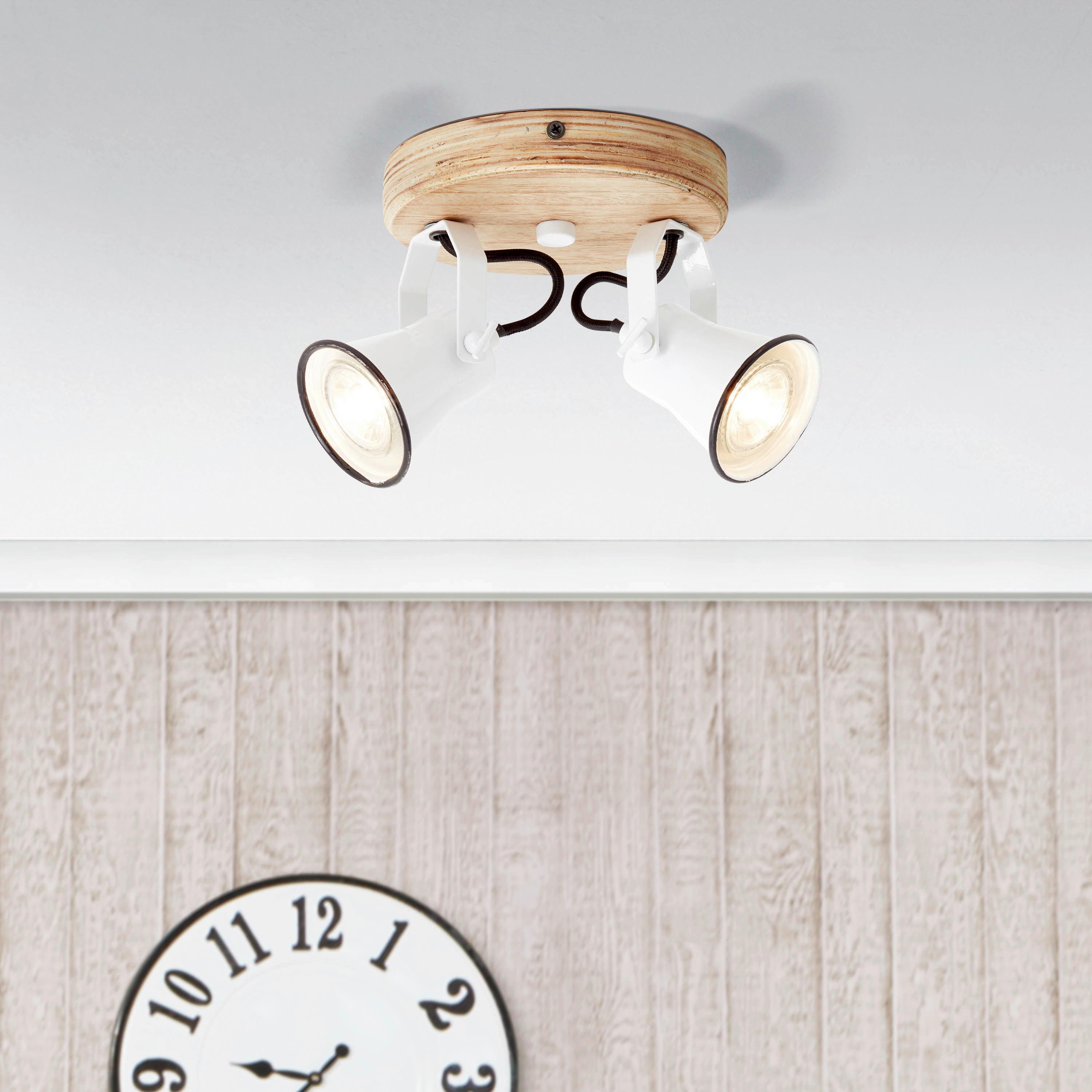 Deckenleuchte Seed in Weiß max. 5 Watt - Weiß, Natur, Holz/Metall (16/13/23cm) - Brilliant