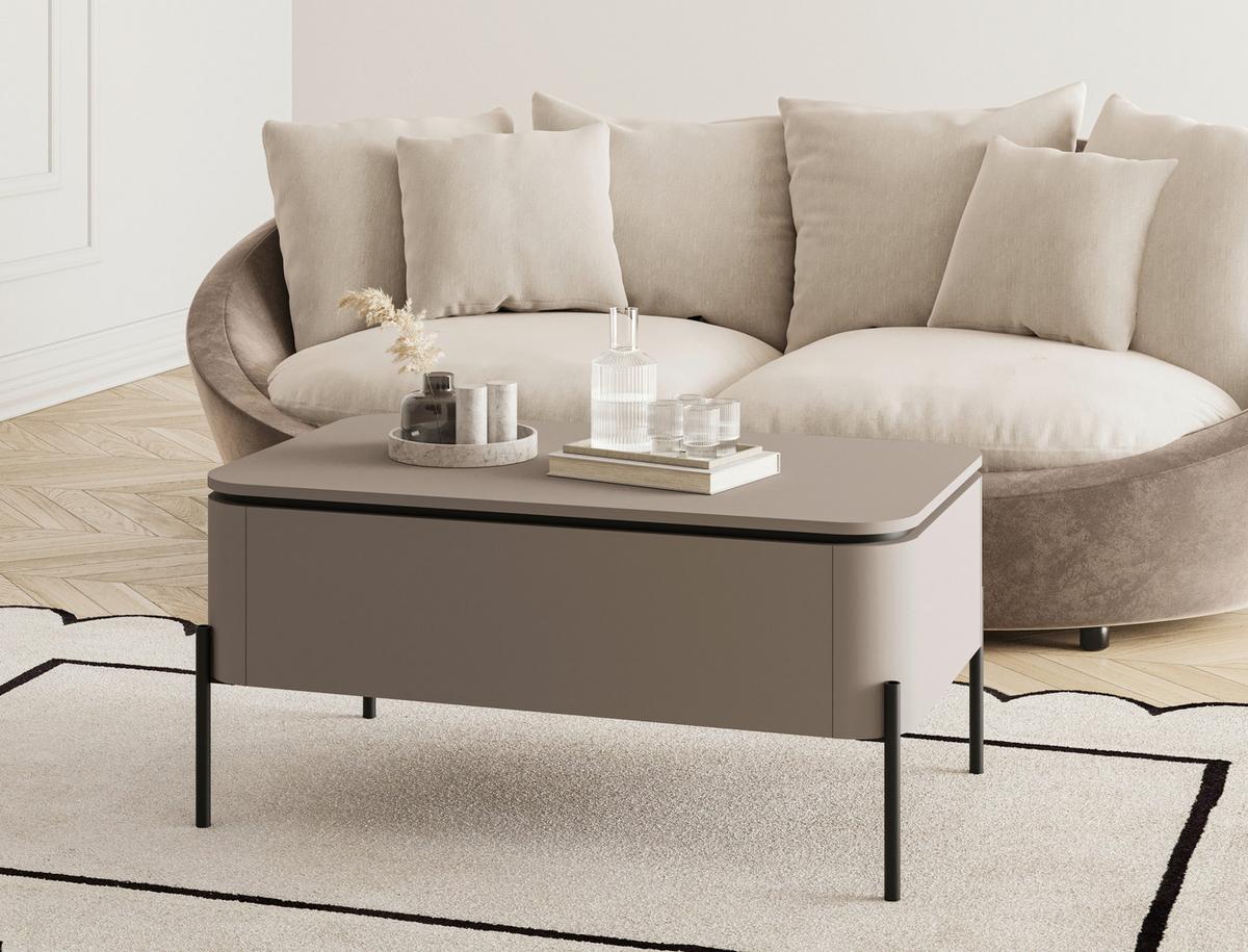 Dohányzóasztal Bello - bézs/fekete, Modern, faalapú anyag/fém (98/47/60cm)