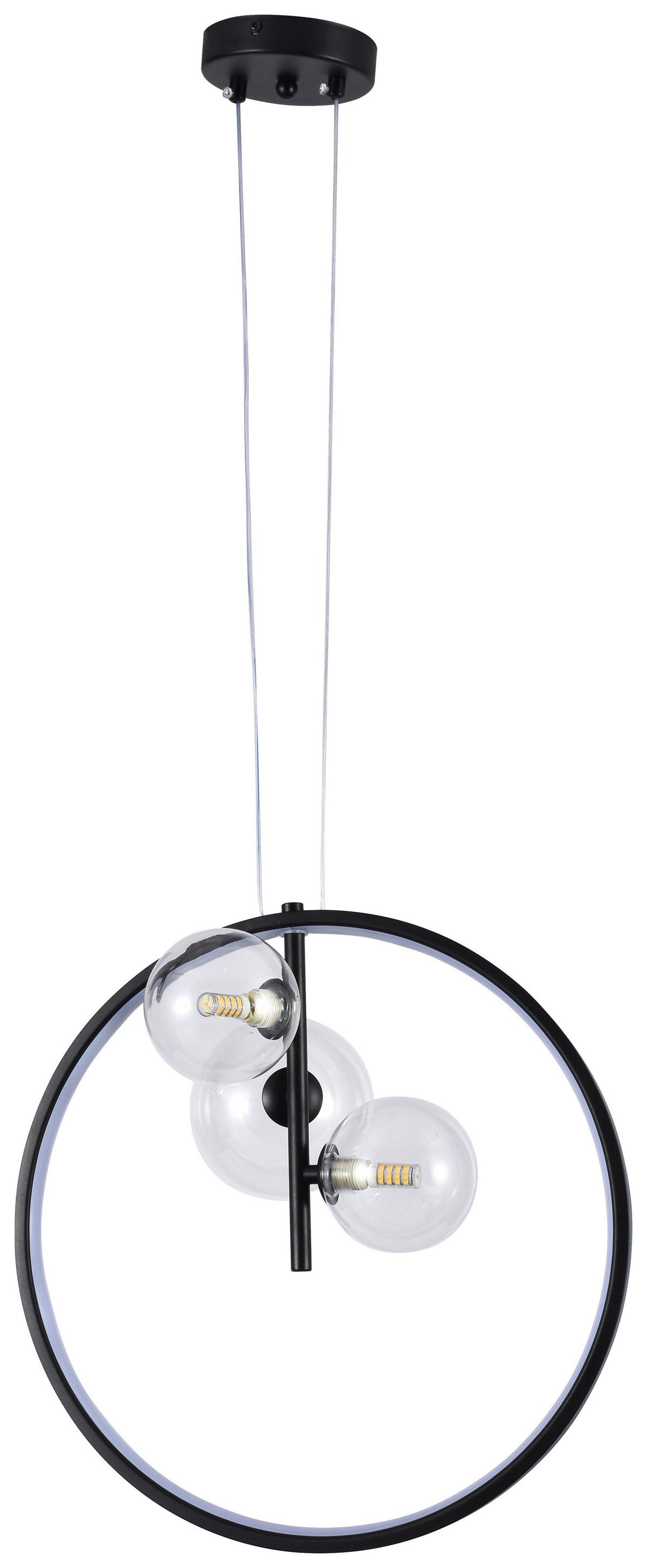 Függőlámpa Ribn - fekete/áttetsző, Modern, Üveg/fém (40/163cm) - Modern Living