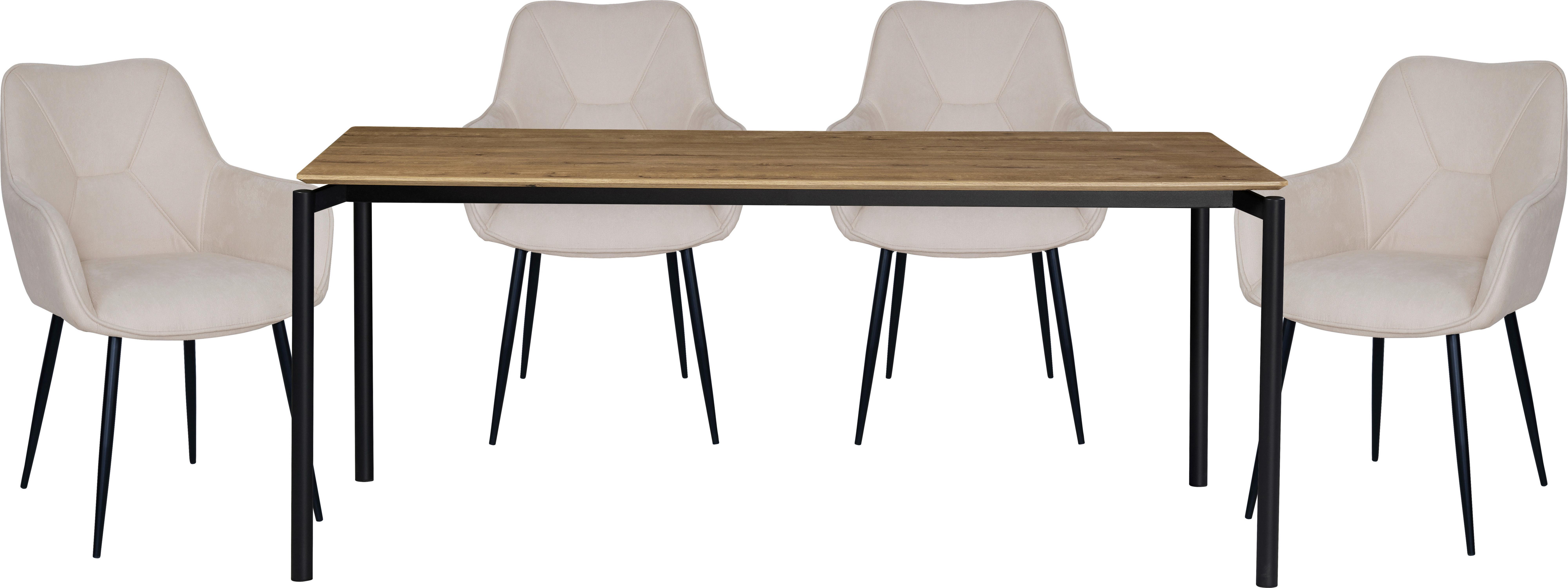 MATBORD LIDO - svart/ekfärgad, Modern, metall/trämaterial (180/76/90cm) - Mömax