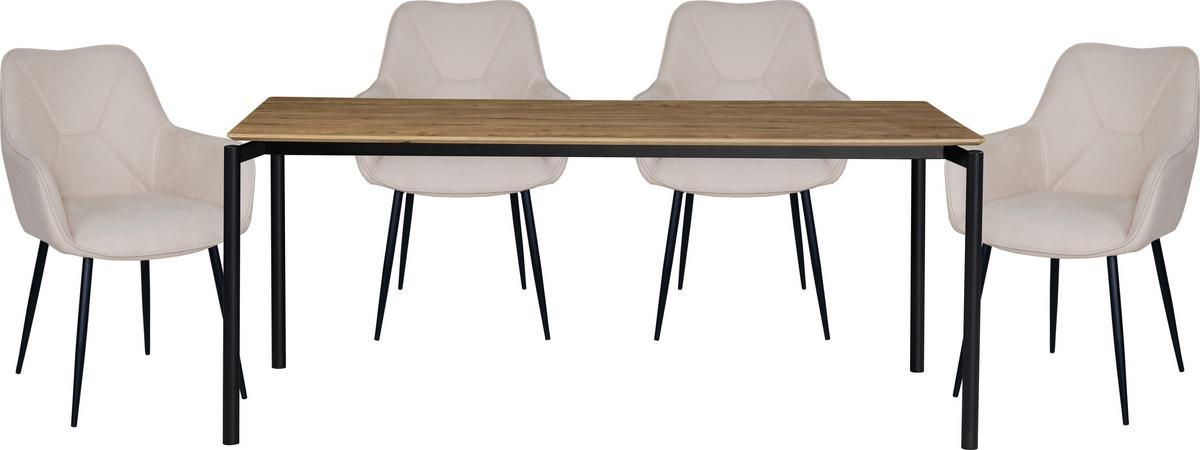 Étkezőasztal Lido - tölgyfa színű/fekete, Modern, faalapú anyag/fém (180/90/76cm) - Mömax