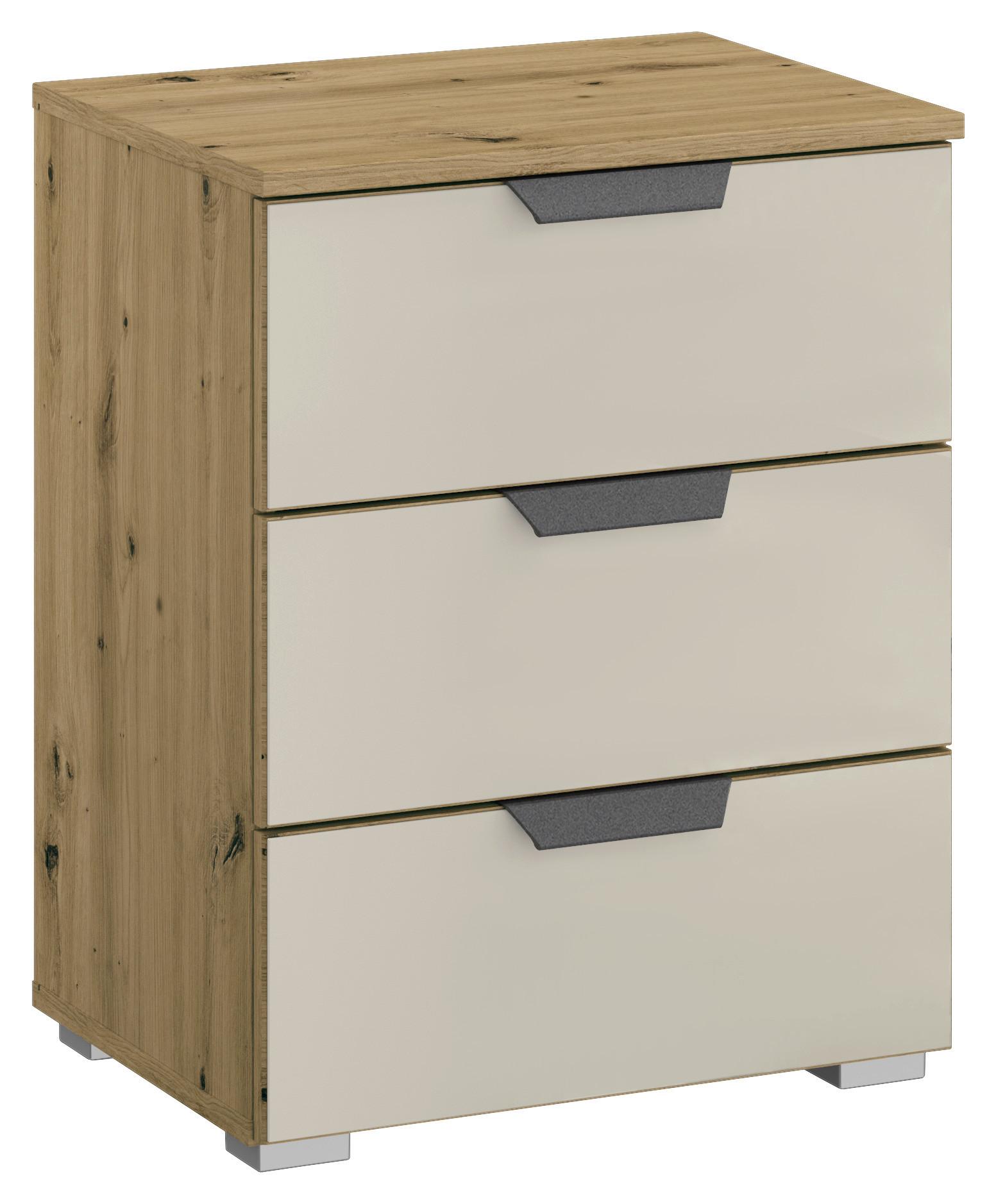 NOPTIERA ARTEMIS - stejar Artisan/șampanie, Modern, sticlă/material pe bază de lemn (47/62/42cm) - Modern Living