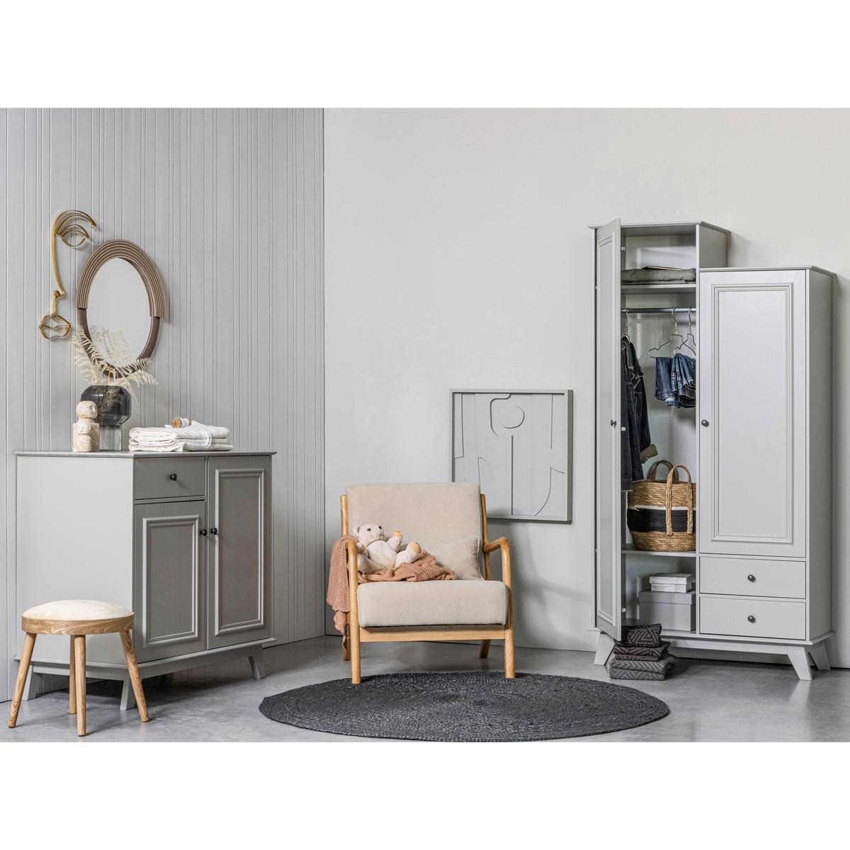 Drehtürenschrank Lily Grau - Schwarz/Grau, Basics, Holz/Metall (98/190/41cm) - MID.YOU