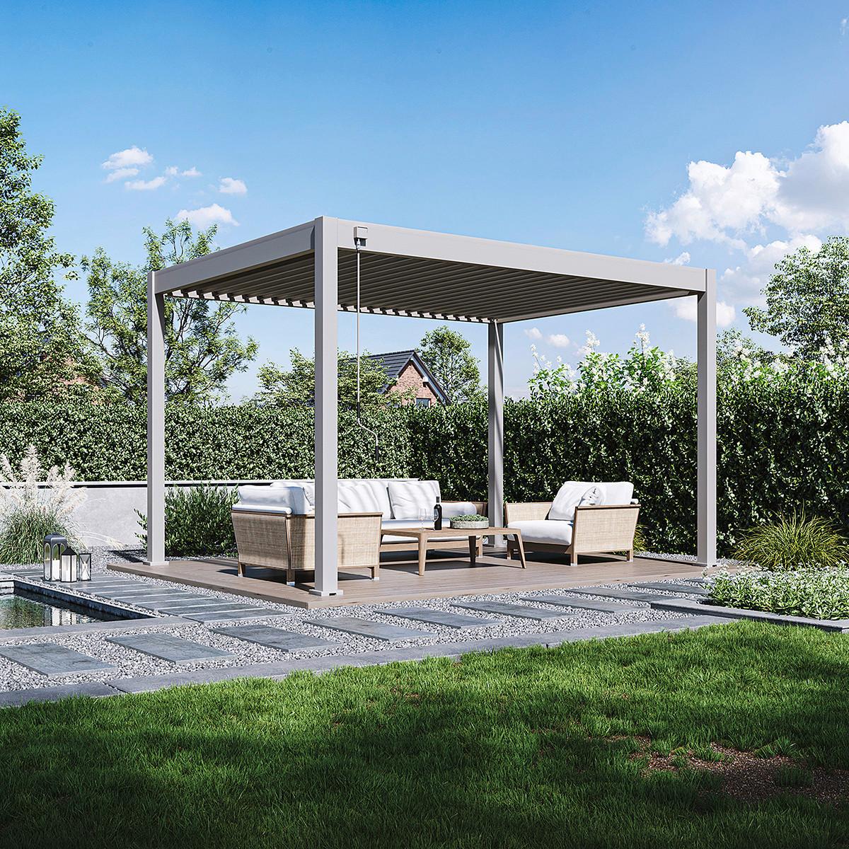 Pergola Trumpf, Biserna Barva, 3x4m - biserna, Basics, kovina (300/255/400cm) - Gardenson