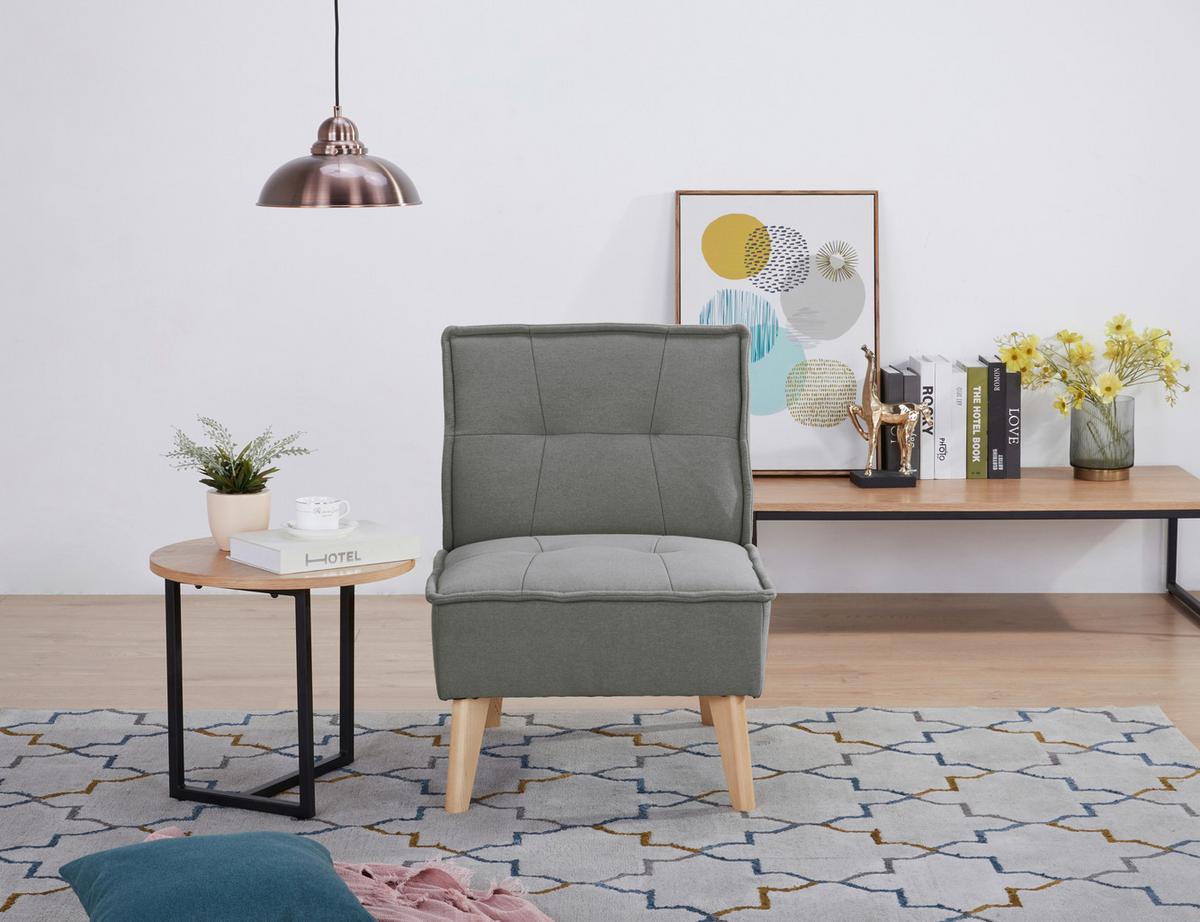 Fotelj Elba, Siva - siva/naravne barve, Basics, tekstil/les (60/78/75cm) - MID.YOU
