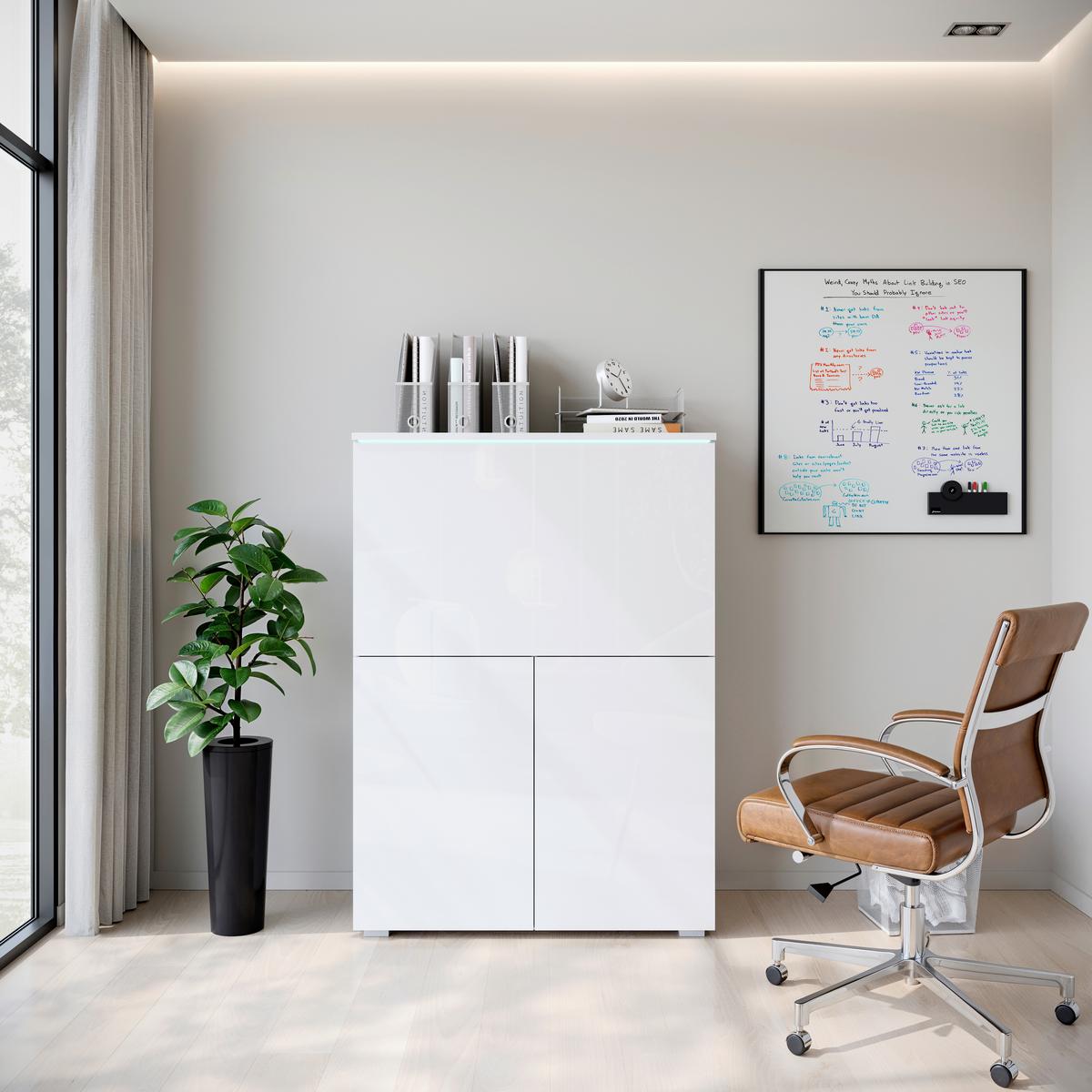 Pisalnik Vera 90, Bela - srebrne barve/siva, Design, umetna masa/leseni material (90/125,1/42cm) - Livetastic