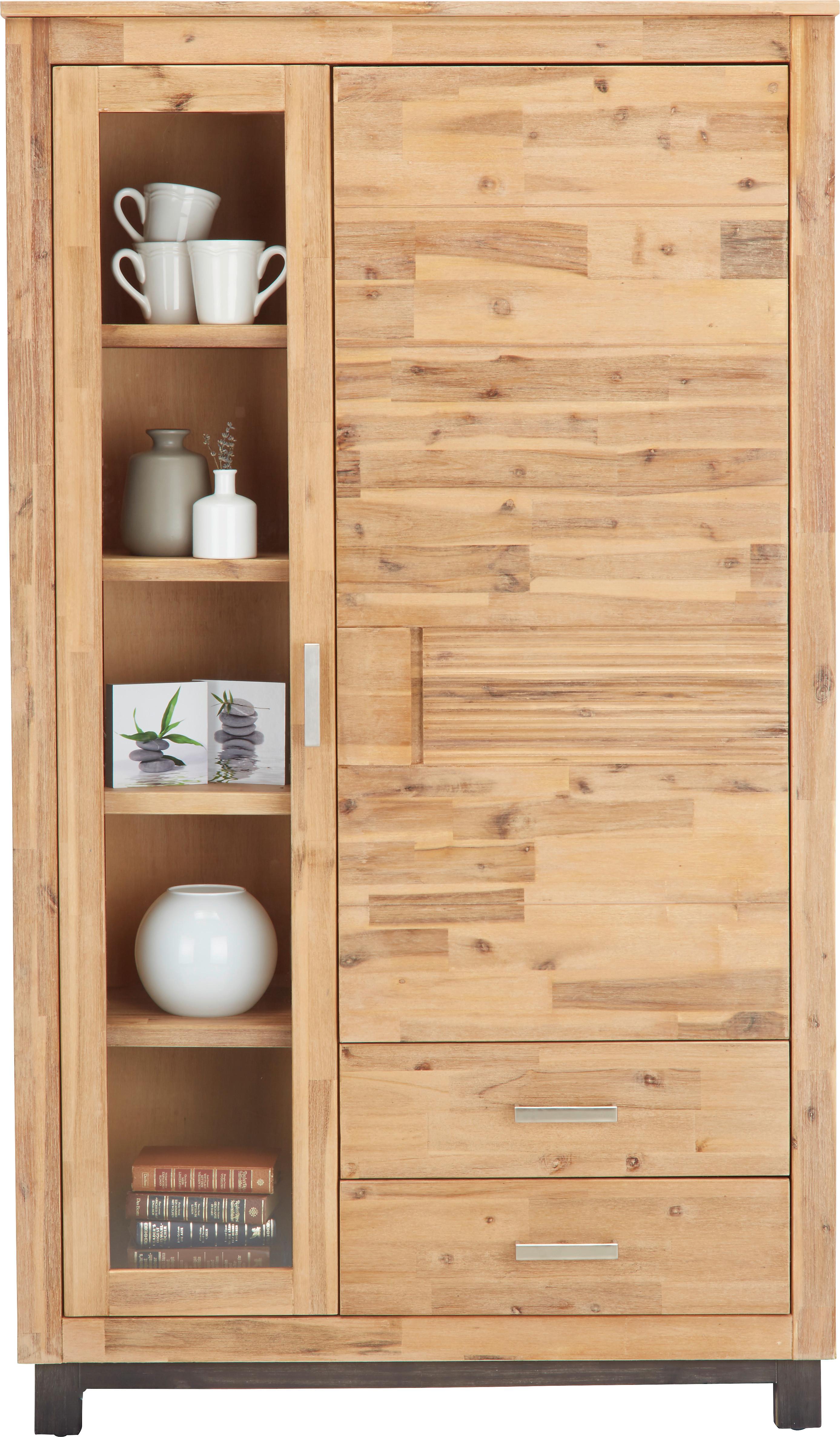 Vitrina Aruba - srebrne barve/siva, Konvencionalno, kovina/les (110/190/45cm) - Zandiara