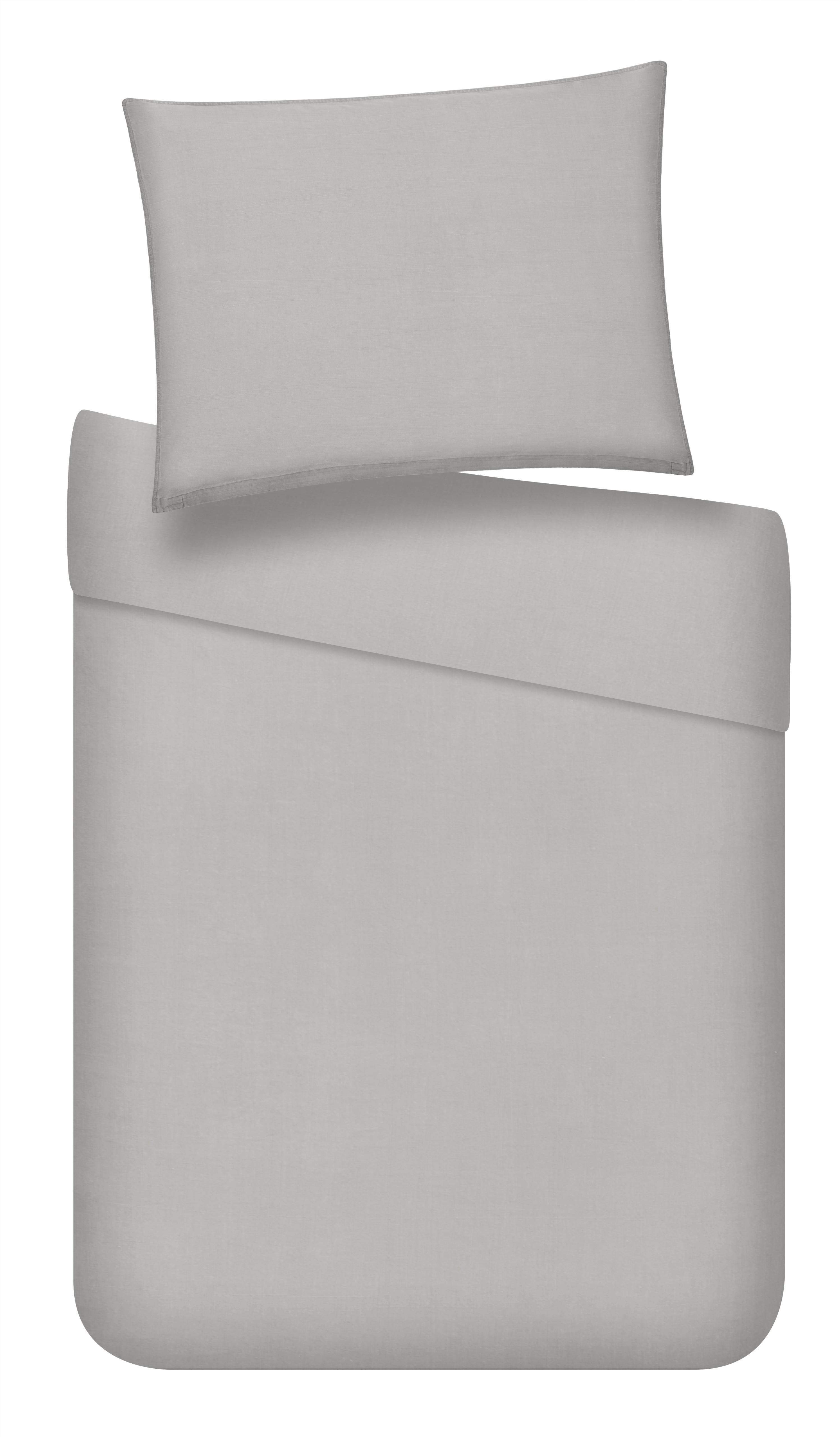 Bettwäsche Stone Washed Uni 160x210cm - Hellgrau, Romantik / Landhaus, Textil (160/210cm) - Modern Living
