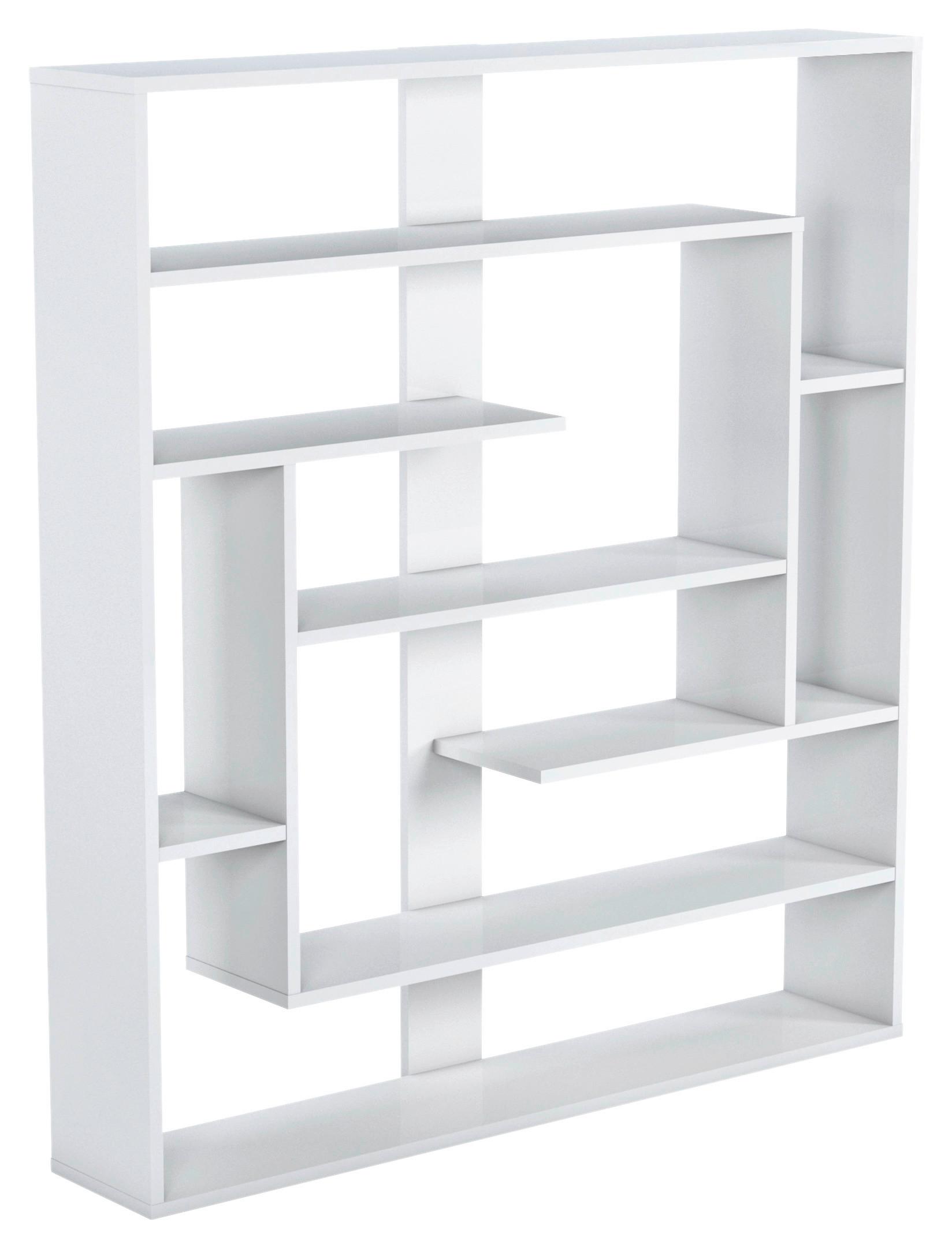 Regal Poseidon - bela, Design, leseni material (114/132/22cm) - Livetastic