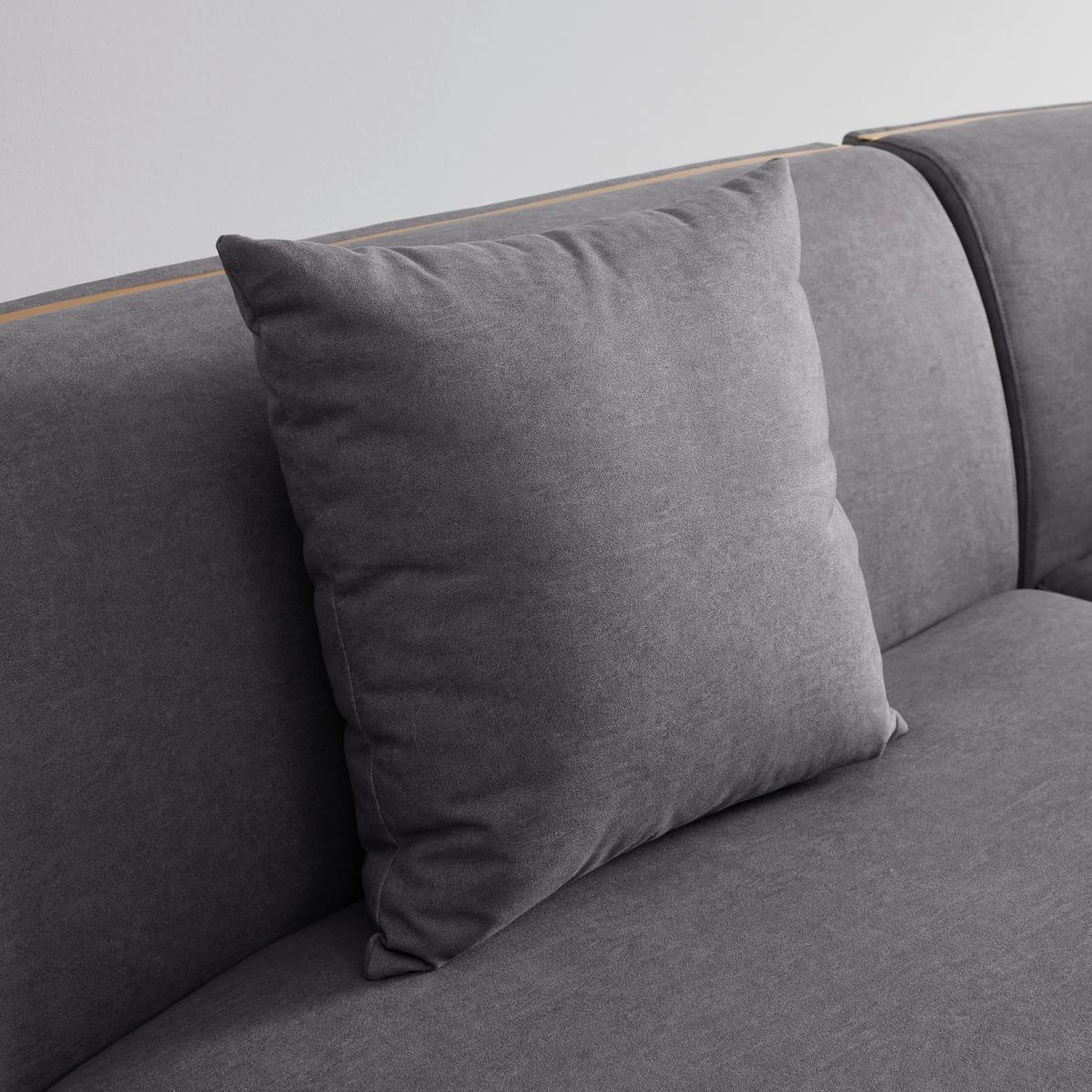 DUŻY NAROŻNIK PIA - kolor złoty/szary, Modern, metal/drewno (362/75/88cm) - Bessagi Home