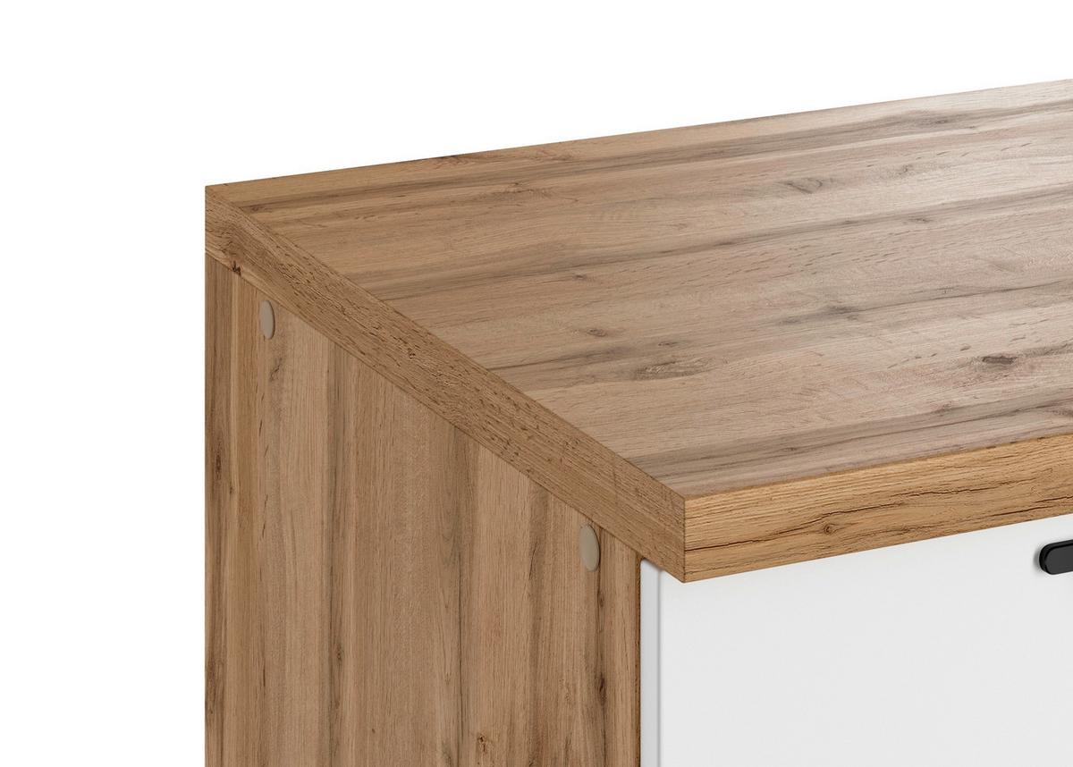 Küchenunterschrank Meran ca. 60x86x60 cm Weiß/Eiche - Eiche Wotan/Schwarz, LIFESTYLE, Holzwerkstoff/Metall (60/86/60cm) - Held