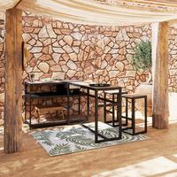 Mobilier bucătărie outdoor Delia - culoare natur/negru, Modern, plastic/metal - Bessagi Garden