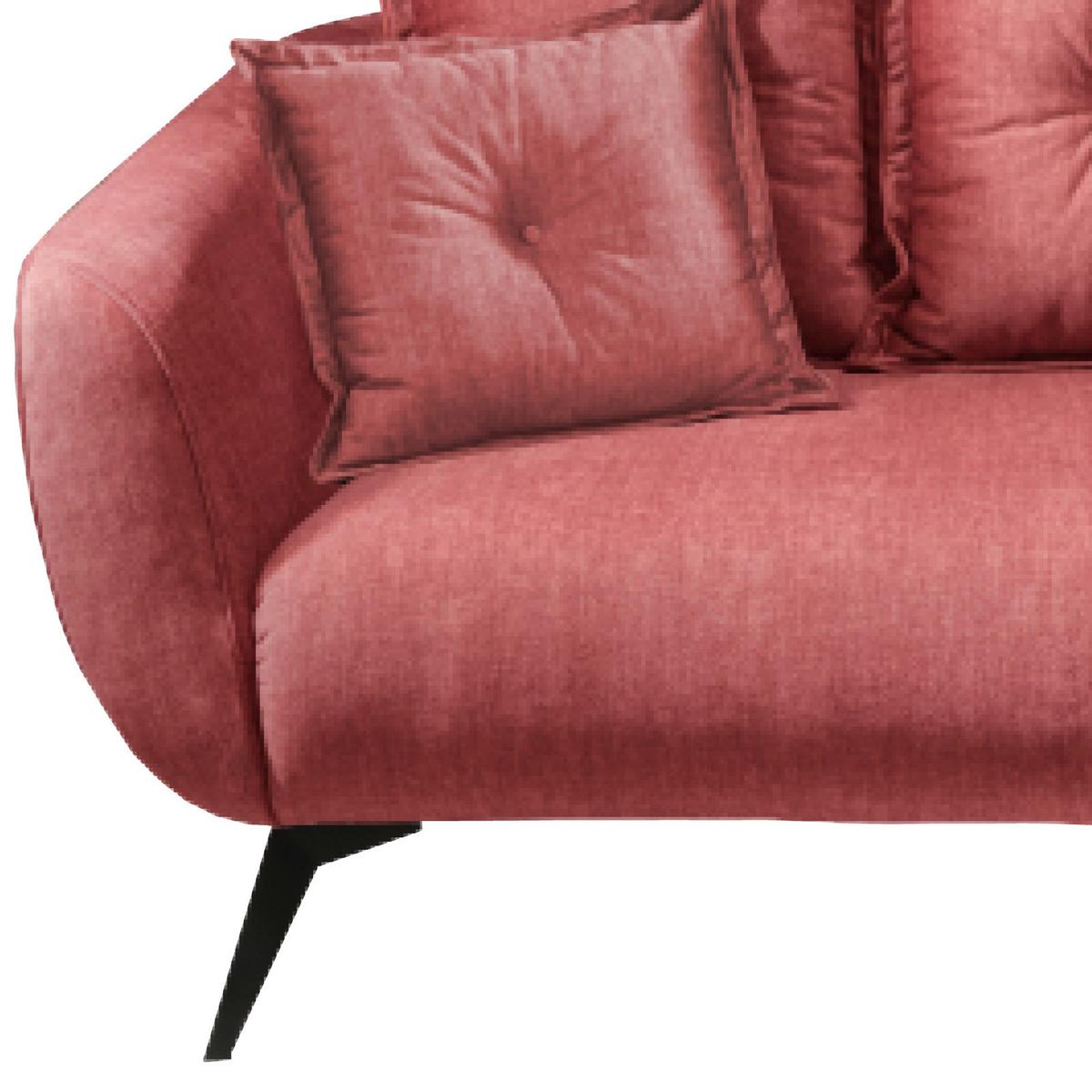 2,5-Sitzer-Sofa Baggio Koralle Velours - Koralle/Schwarz, MODERN, Holz/Textil (196/94/103cm) - Livetastic