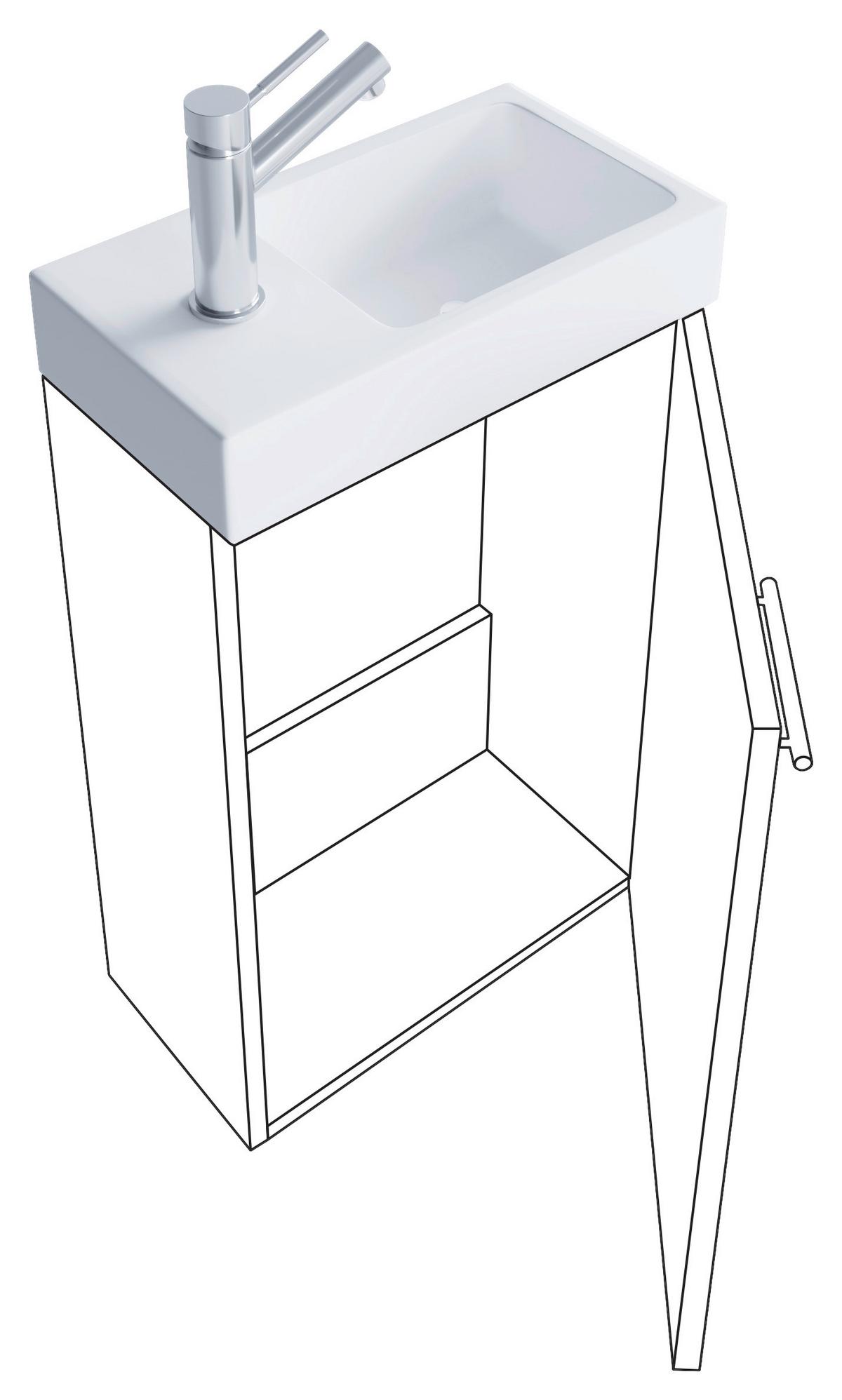 Gästebad Slito 4-tlg. inkl. LED ca. 40 cm Weiß - Weiß, MODERN, Keramik/Holzwerkstoff (40cm) - MID.YOU