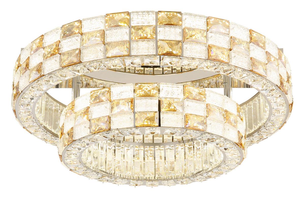 Led Stropna Svjetiljka Lidia - prozirno/boje kroma, Design, staklo/metal (61/24,5cm) - Globo