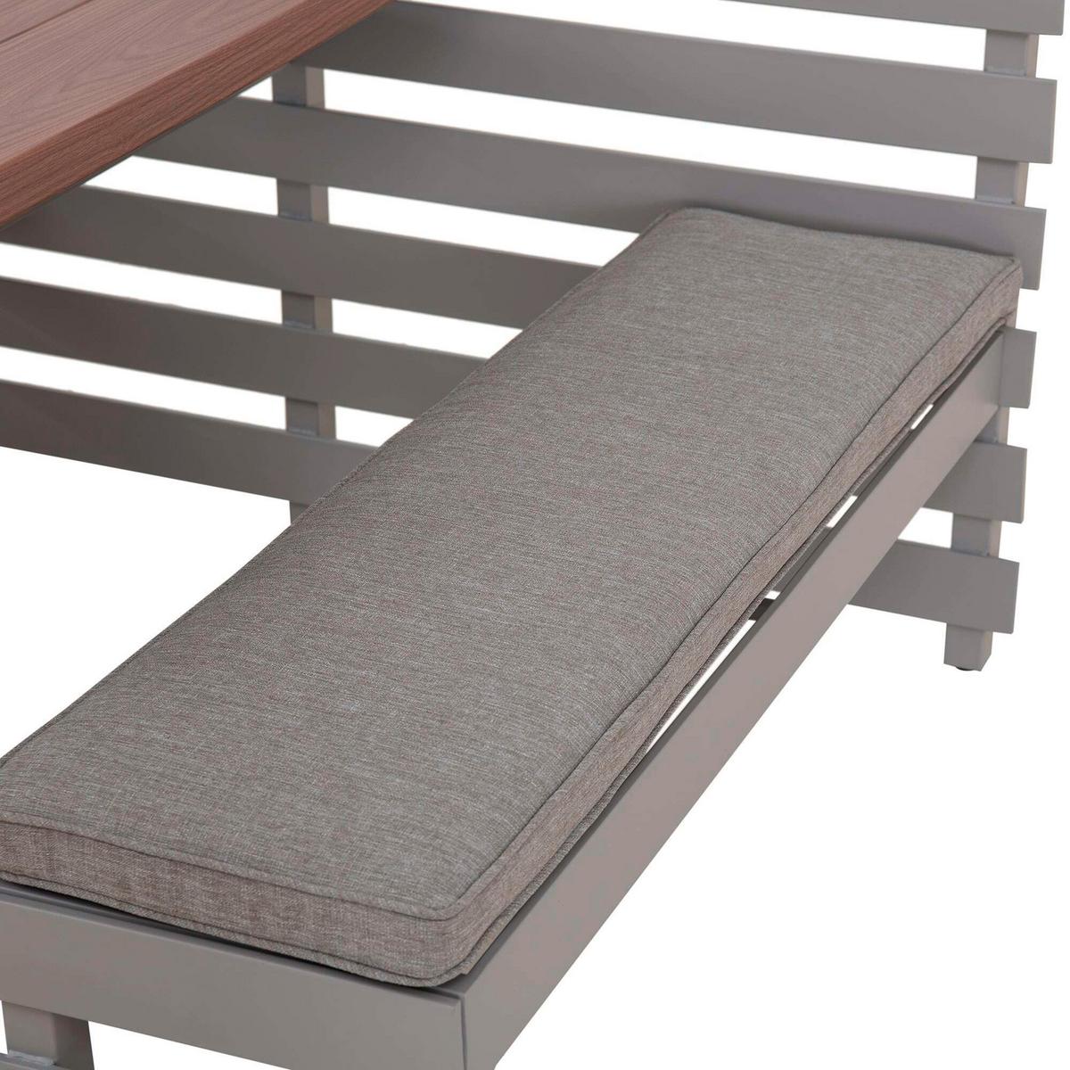 Gartenset Lagos Grau/Beige, 4-teilig - Hellbraun/Beige, Basics, Textil/Metall (126/86/157cm) - Modante