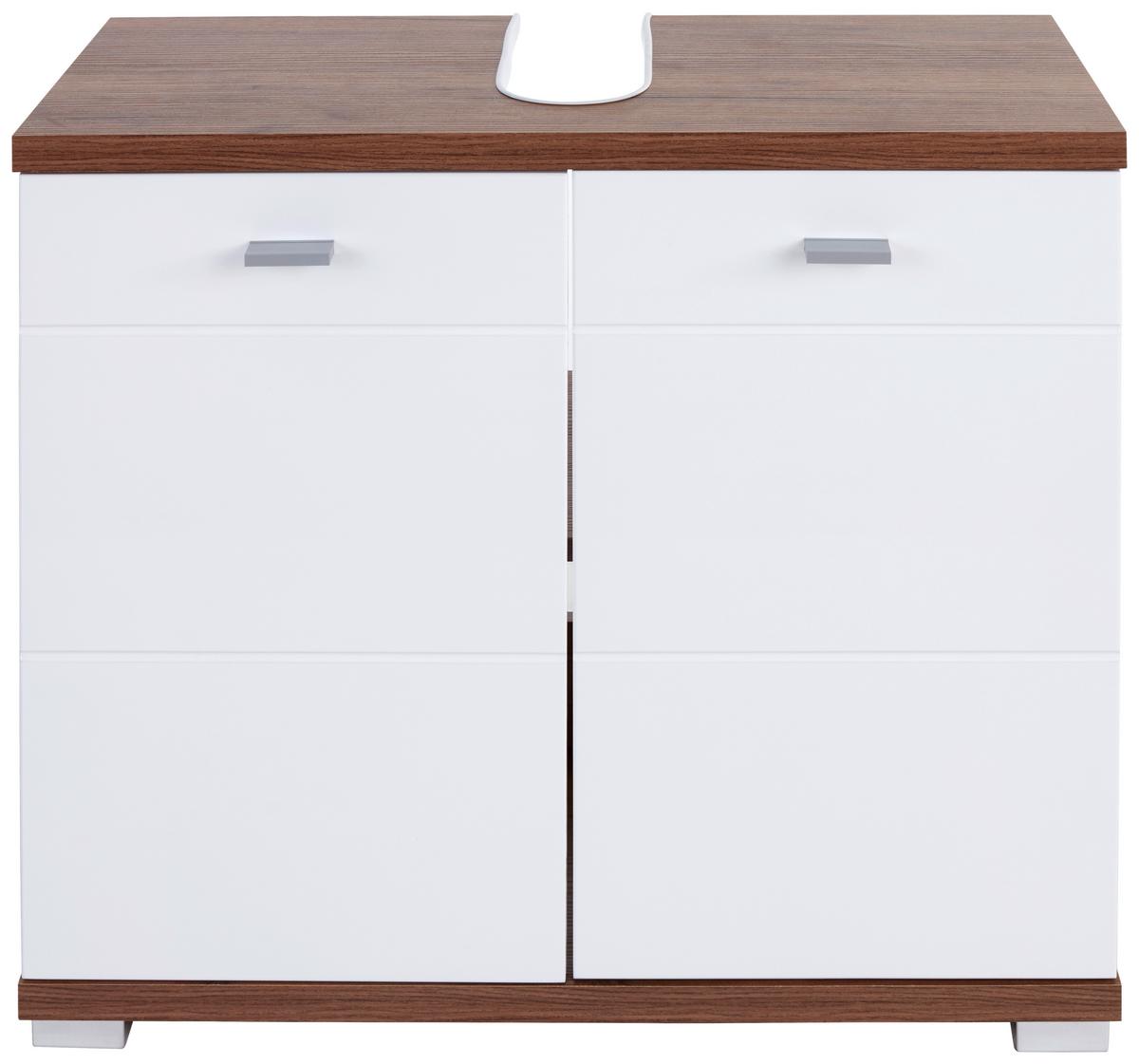 Mobilier de baie Bari - alb/culoare lemn stejar, Konventionell, material pe bază de lemn (140,5/190/32cm)