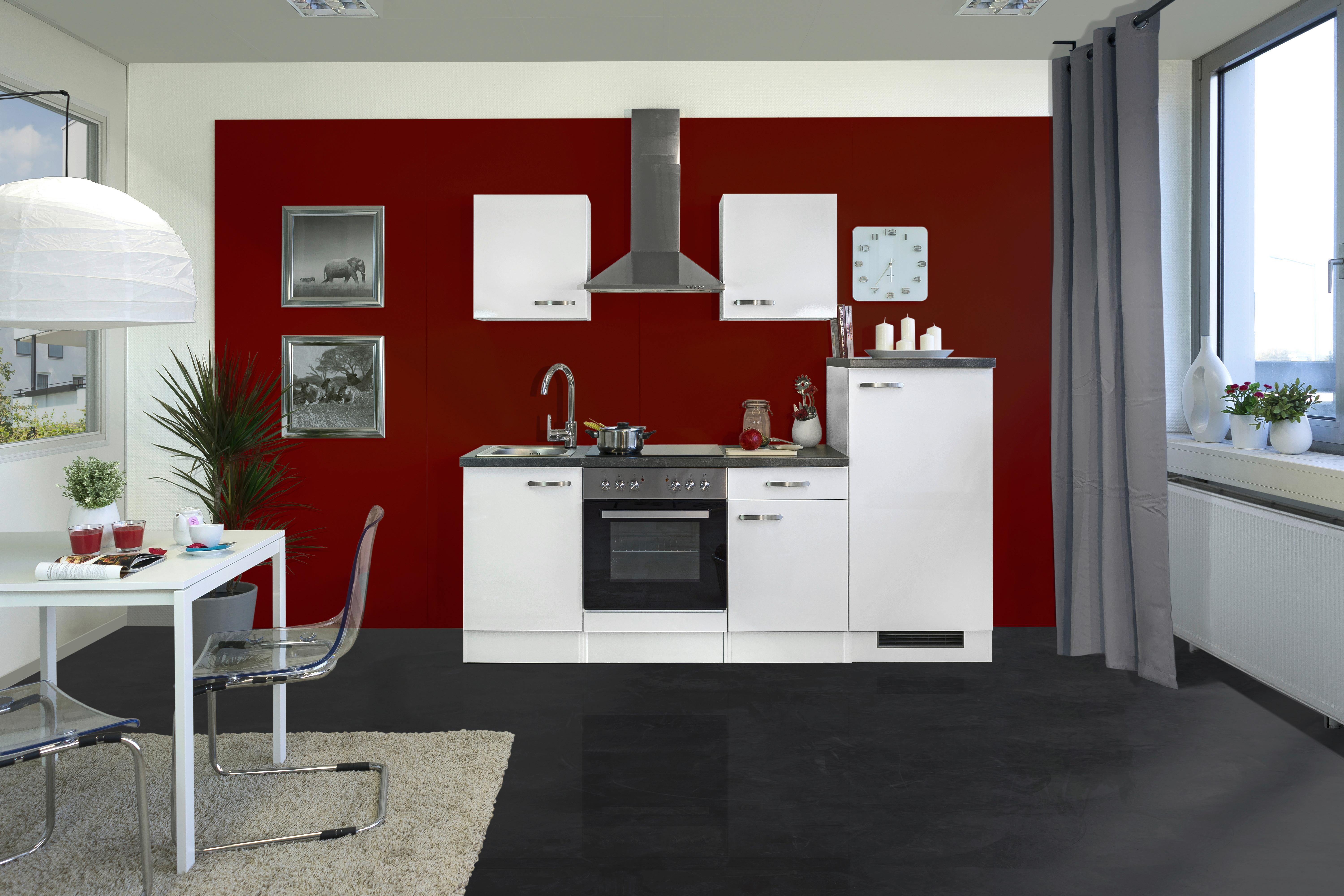 Kuhinjski Blok Z Aparati Alba, Bela - barve nerjavečega jekla/bela, Moderno, kovina/leseni material (220/200/60cm) - FlexWell