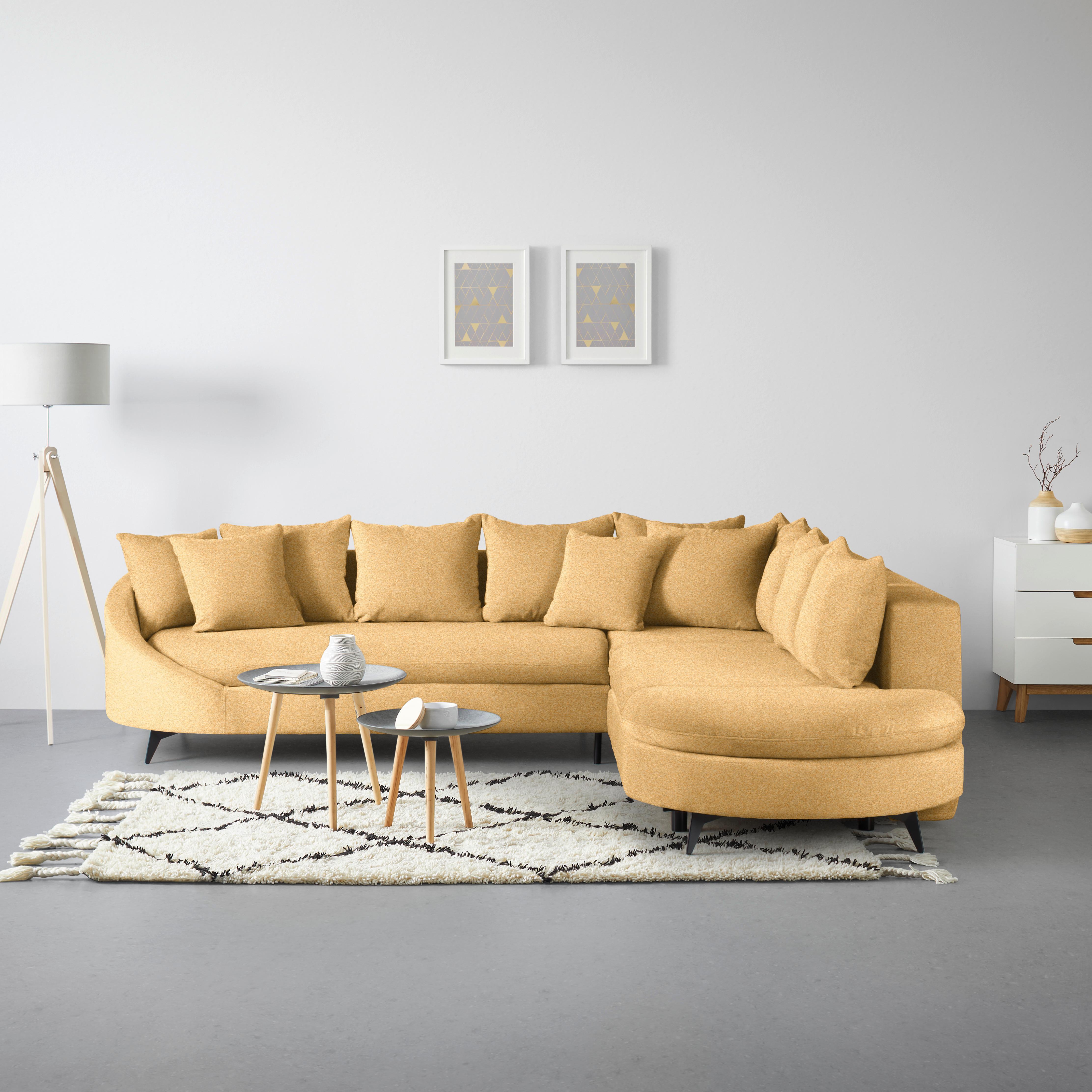 Ecksofa Axel Senfgelb - Senfgelb/Schwarz, MODERN, Textil/Metall (291/87/250cm) - Mömax