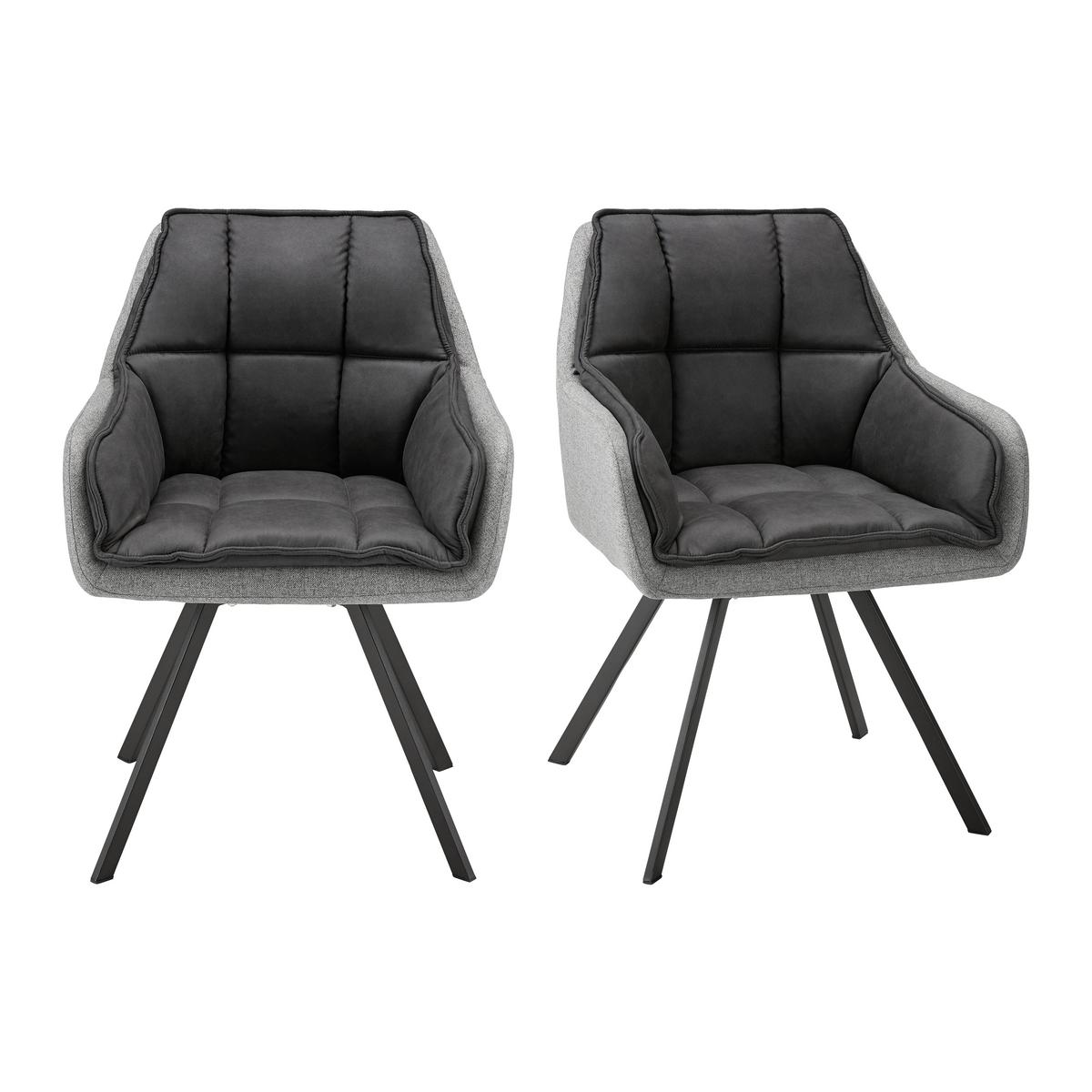 Armlehnstuhl Billy Grau Webstoff Drehbar Gepolstert - Dunkelgrau/Schwarz, MODERN, Holz/Textil (62/85/62cm) - Bessagi Home