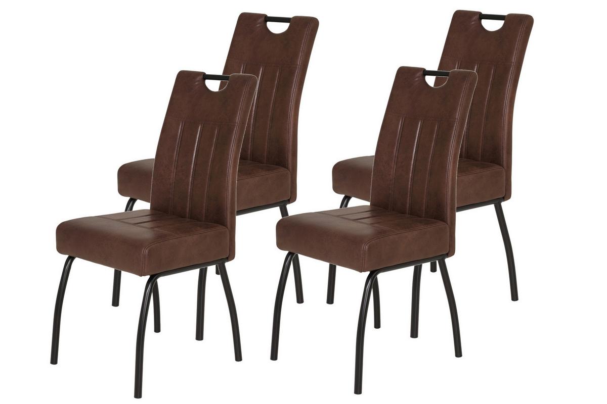 Stuhl-Set Beate S 4er-Set ca. 43x99 cm Braun - Schwarz/Braun, MODERN, Textil/Metall (43/99/60cm) - MID.YOU
