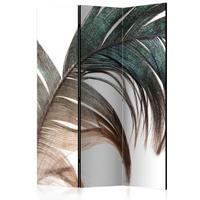 Paravent Beautiful Feather Mintgrün/Ecru - Ecru/Mintgrün, Basics, Holz/Textil (135/172/3cm) - artgeist