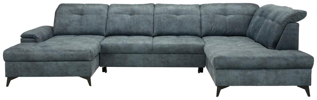 Kutna Garnitura Sierra - plavkastosiva/crna, Moderno, tekstil/metal (181/364/230cm) - Modern Living