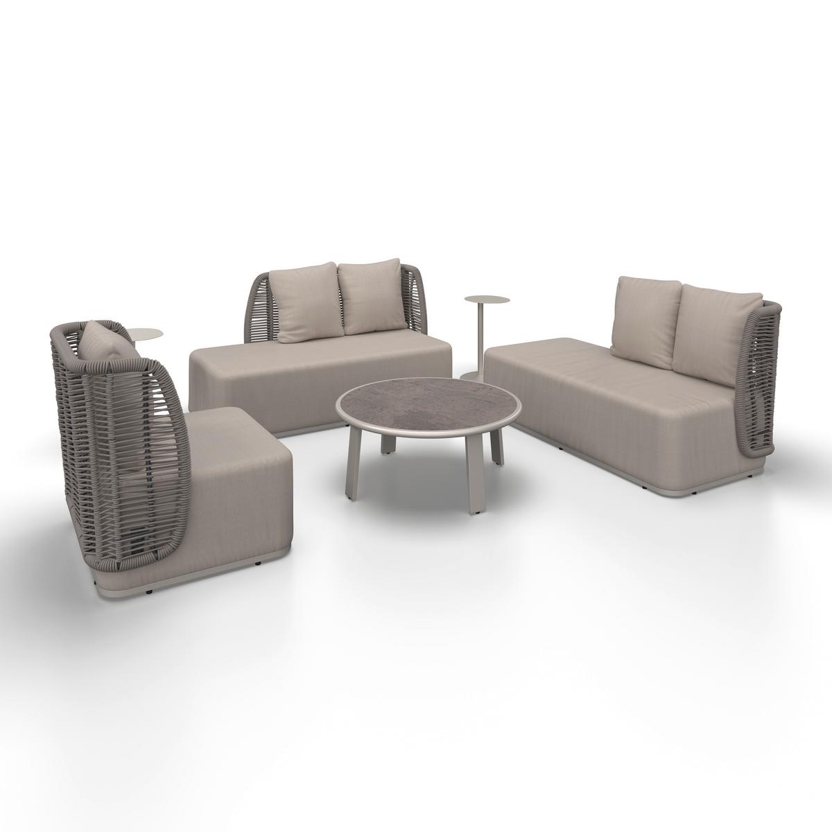 Gartenlounge Marino Hellgrau Textil/Metall - Dunkelgrau/Hellgrau, Modern, Kunststoff/Textil (153/81/76cm) - Bessagi Garden