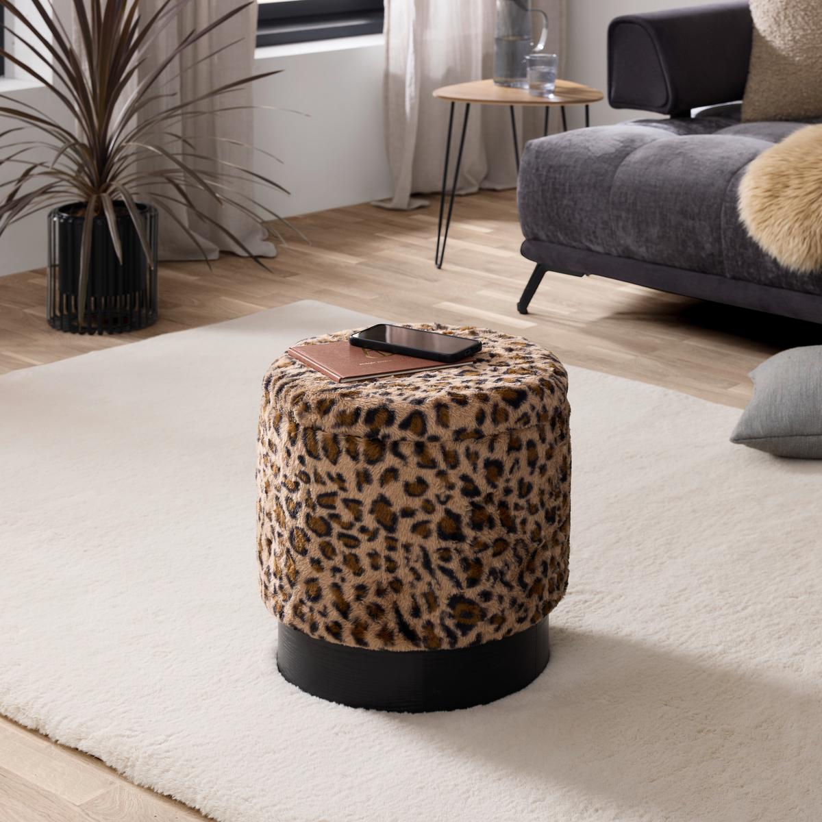 Stauraumhocker Leo Braun/Schwarz - Schwarz/Braun, LIFESTYLE, Holzwerkstoff/Textil (38/43/38cm) - Mömax