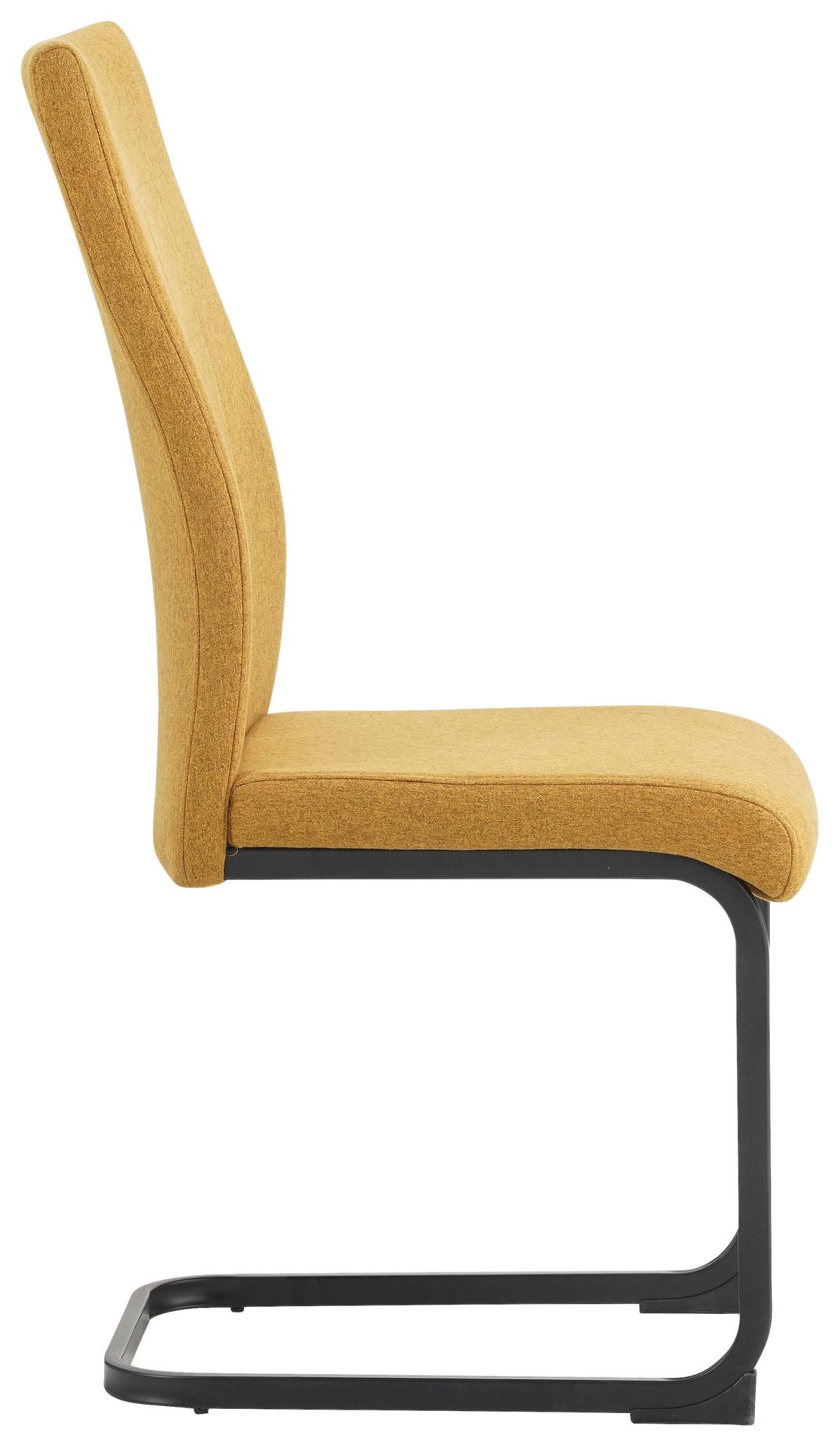 KRZESŁO NA PŁOZIE REUS - czarny/musztardowy, Design, metal/tkanina (44/100/59cm) - Carryhome