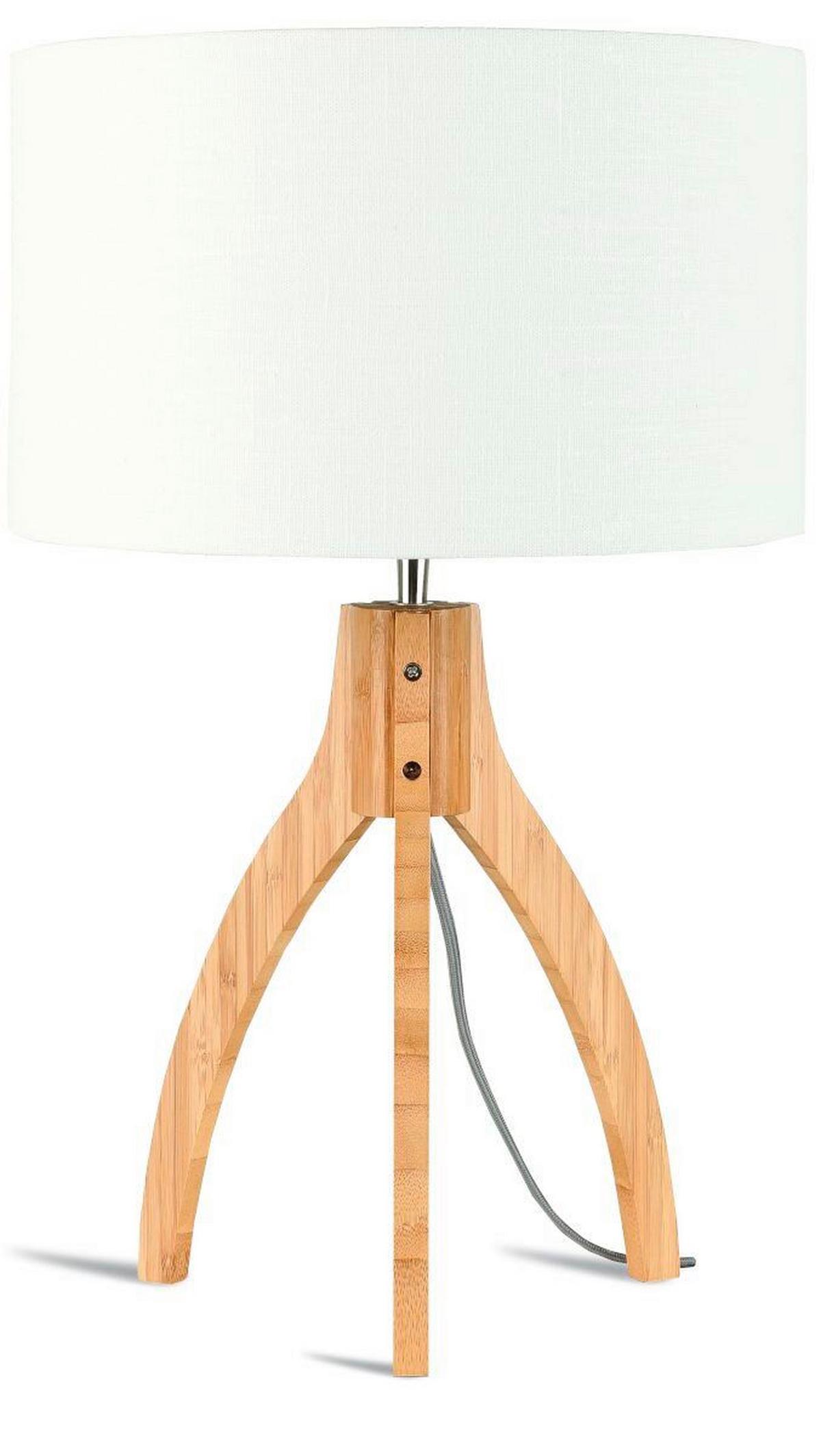 Namizna Svetilka Anna, Bela, Bambus - bela/naravne barve, Trend, tekstil/les (36/54cm) - Good & Mojo