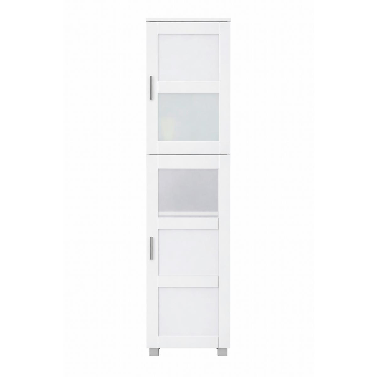 Hochschrank Nilari - Weiss/Silberfarben, Trend, Glas/Holzwerkstoff (38/165/28cm) - MID.YOU