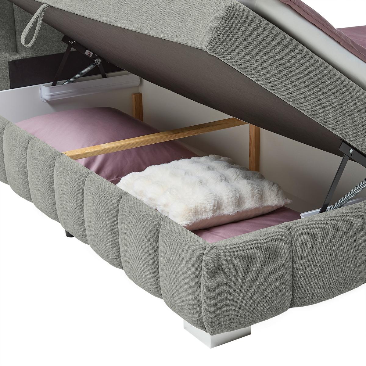 Boxbett Elaris Dunkelgrau ca. 140x200cm - Chromfarben/Dunkelgrau, KONVENTIONELL, Kunststoff/Textil (140/200cm) - Mömax