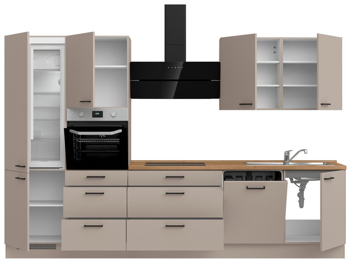 Küchenleerblock Easytouch High o. Geräte Sandfarben - Sandfarben/Eichefarben, MODERN, Holzwerkstoff/Metall (330cm) - Nobilia