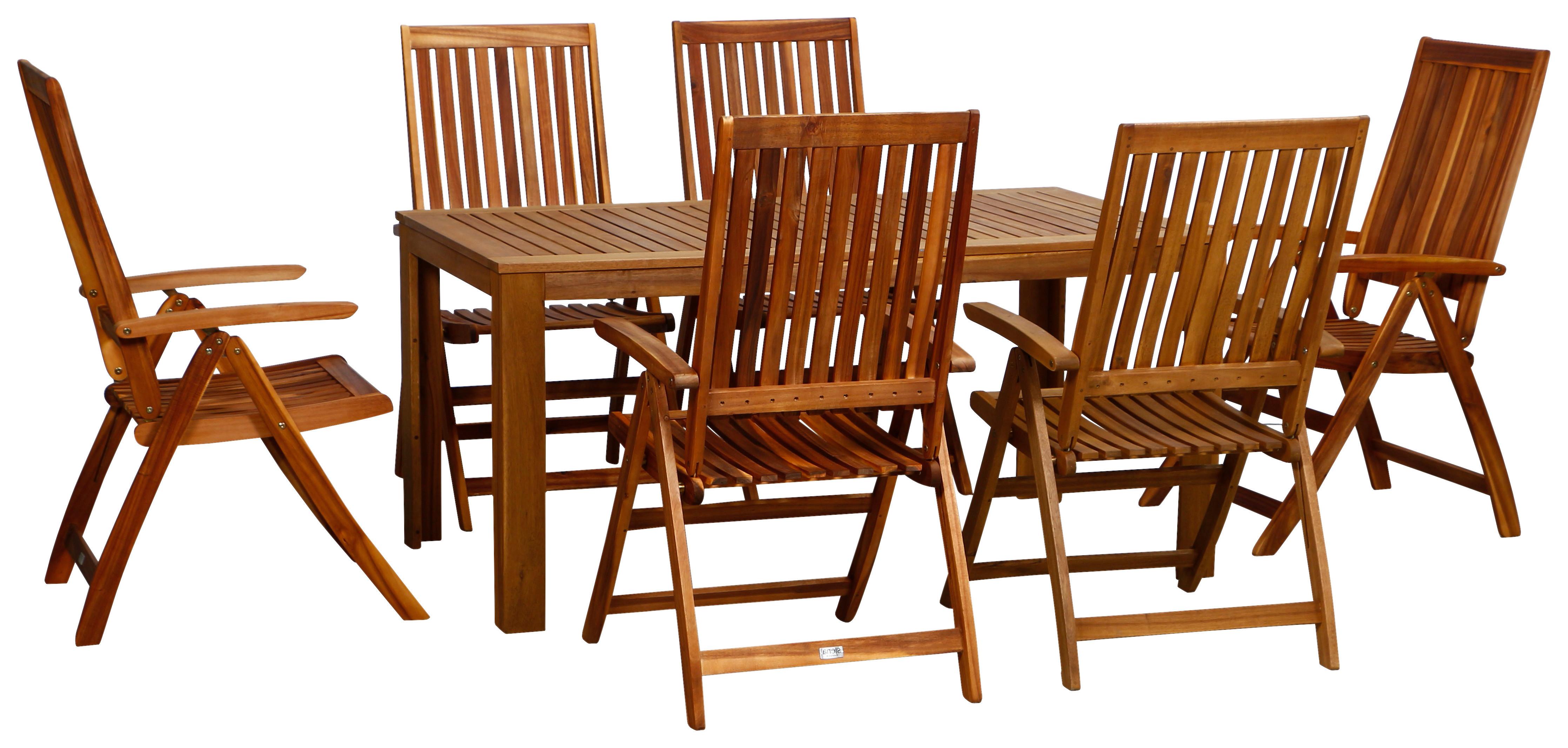 Gartenmöbel Set 7-tlg. Paleros Holz Akazie - Akaziefarben, KONVENTIONELL, Holz - Siena Garden