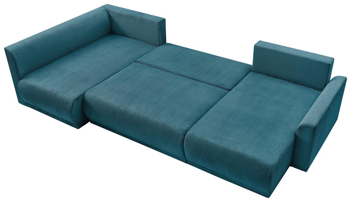 Coltar KIM U - turcoaz, Modern, lemn (146/313/160cm) - Modern Living