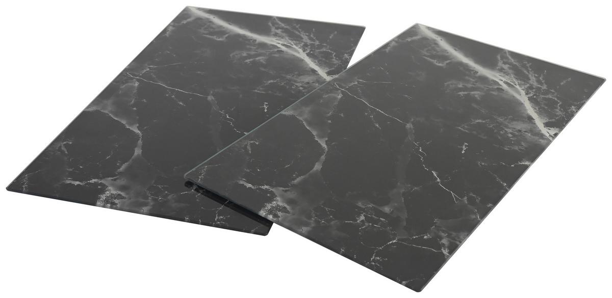 Herdabdeckplatte Marble Schwarz, 2-teilig - Schwarz, KONVENTIONELL, Glas (30/52cm) - Mömax