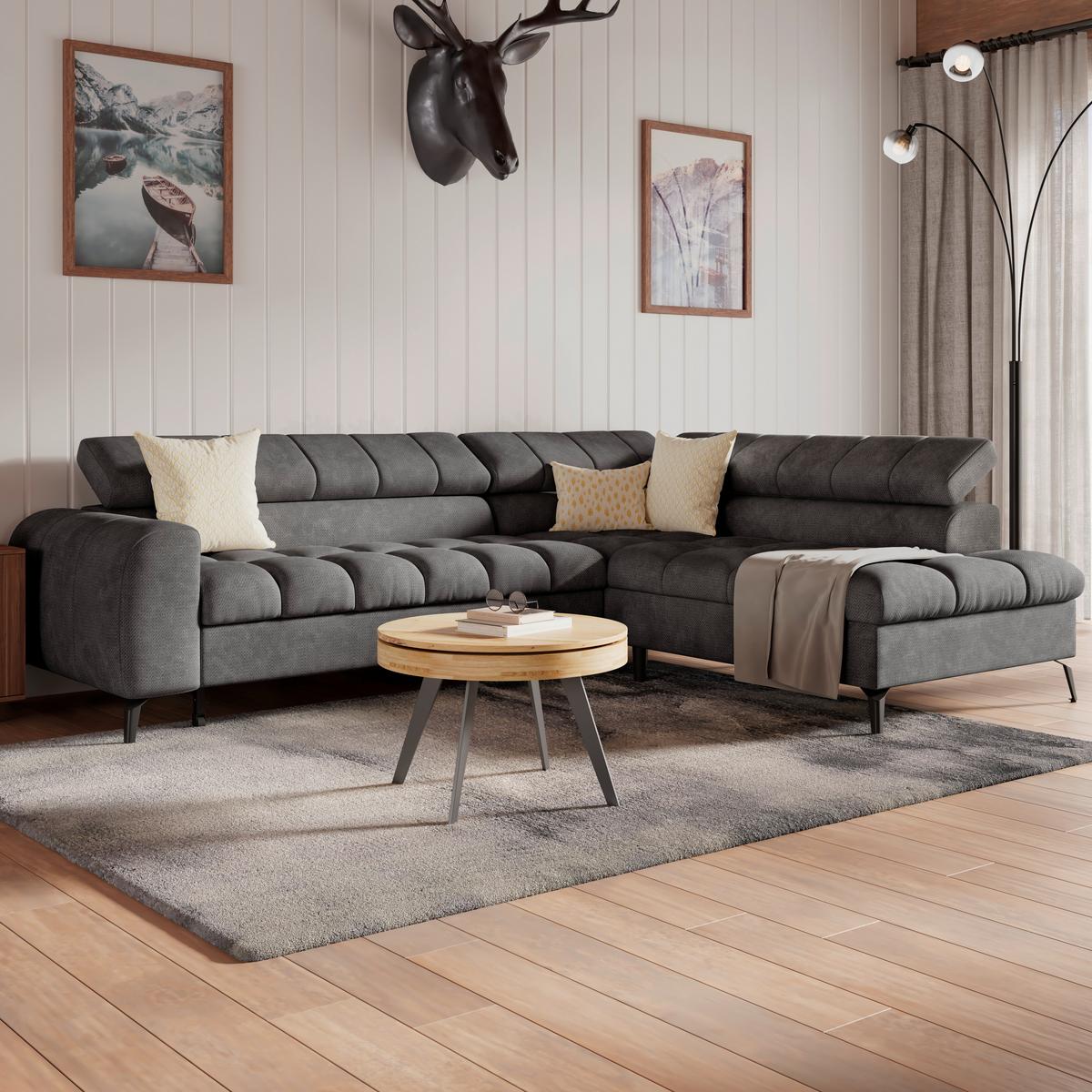 Kutna Garnitura Volf - crna/antracit, Trend, tekstil/metal (261/203cm)