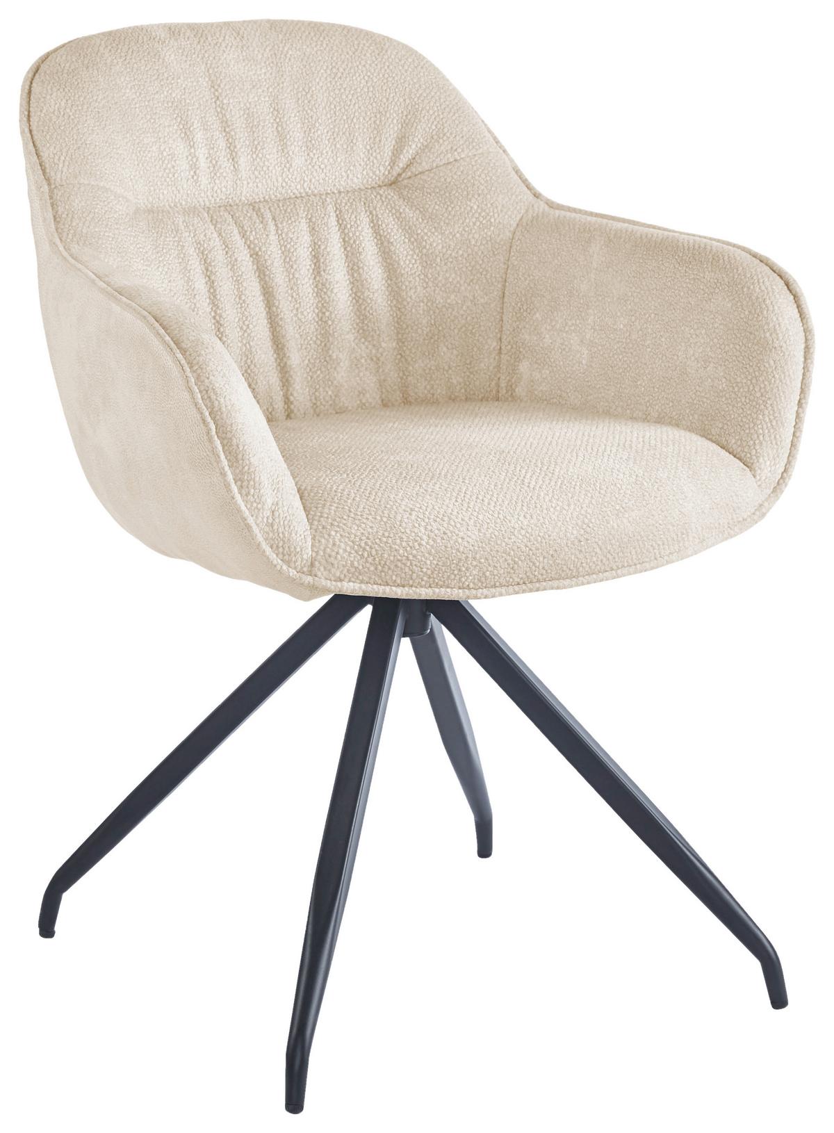 Armlehnstuhl Nadja in Beige - Beige/Schwarz, Modern, Textil/Metall (62/83/63cm) - Mömax
