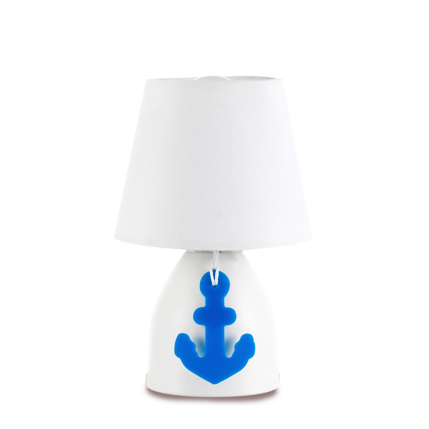 Kindertischleuchte Ancorina Blau/Weiß max. 6 Watt - Blau/Weiß, Design, Textil/Metall (13/19cm)