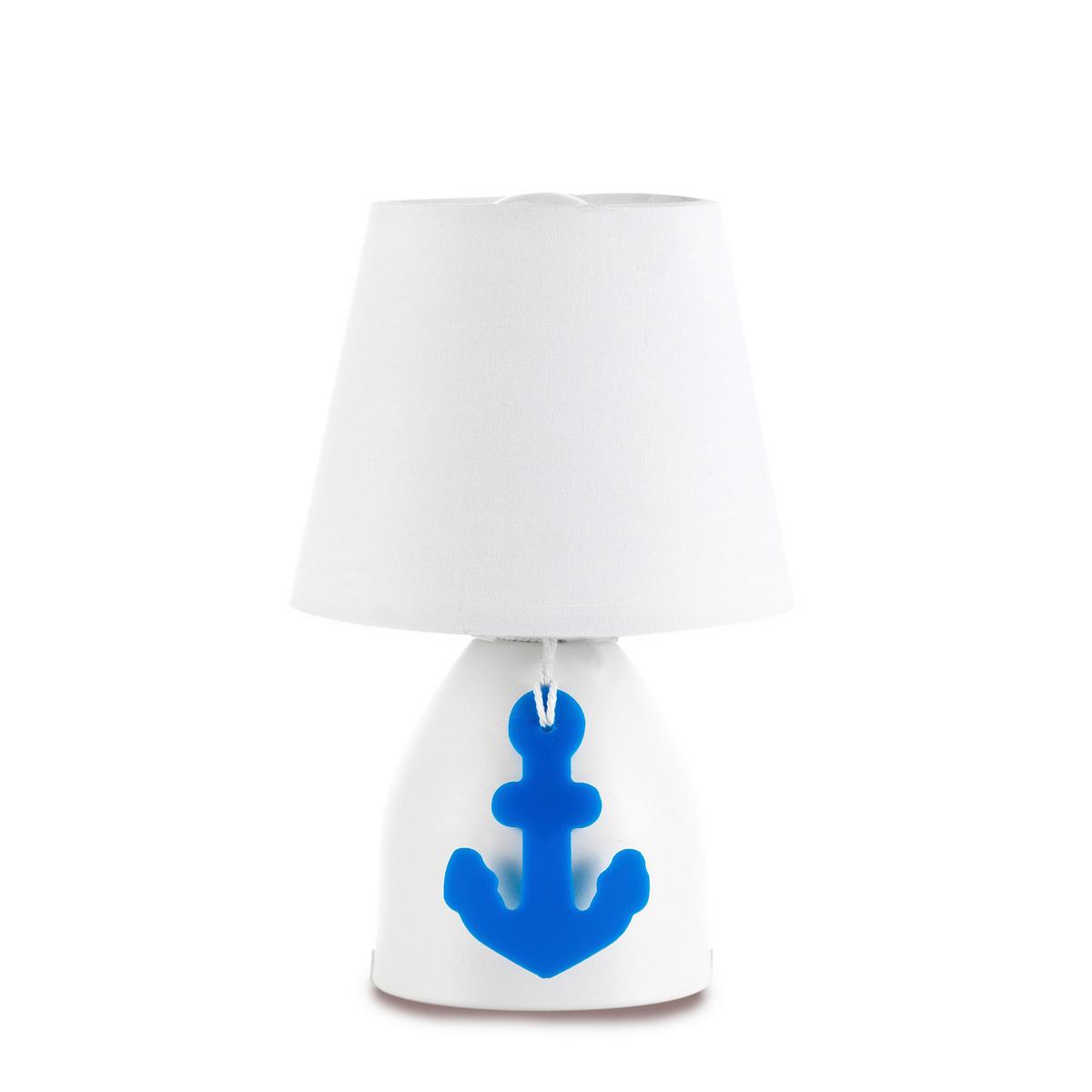 Kindertischleuchte Ancorina Blau/Weiß max. 6 Watt - Blau/Weiß, Design, Textil/Metall (13/19cm)