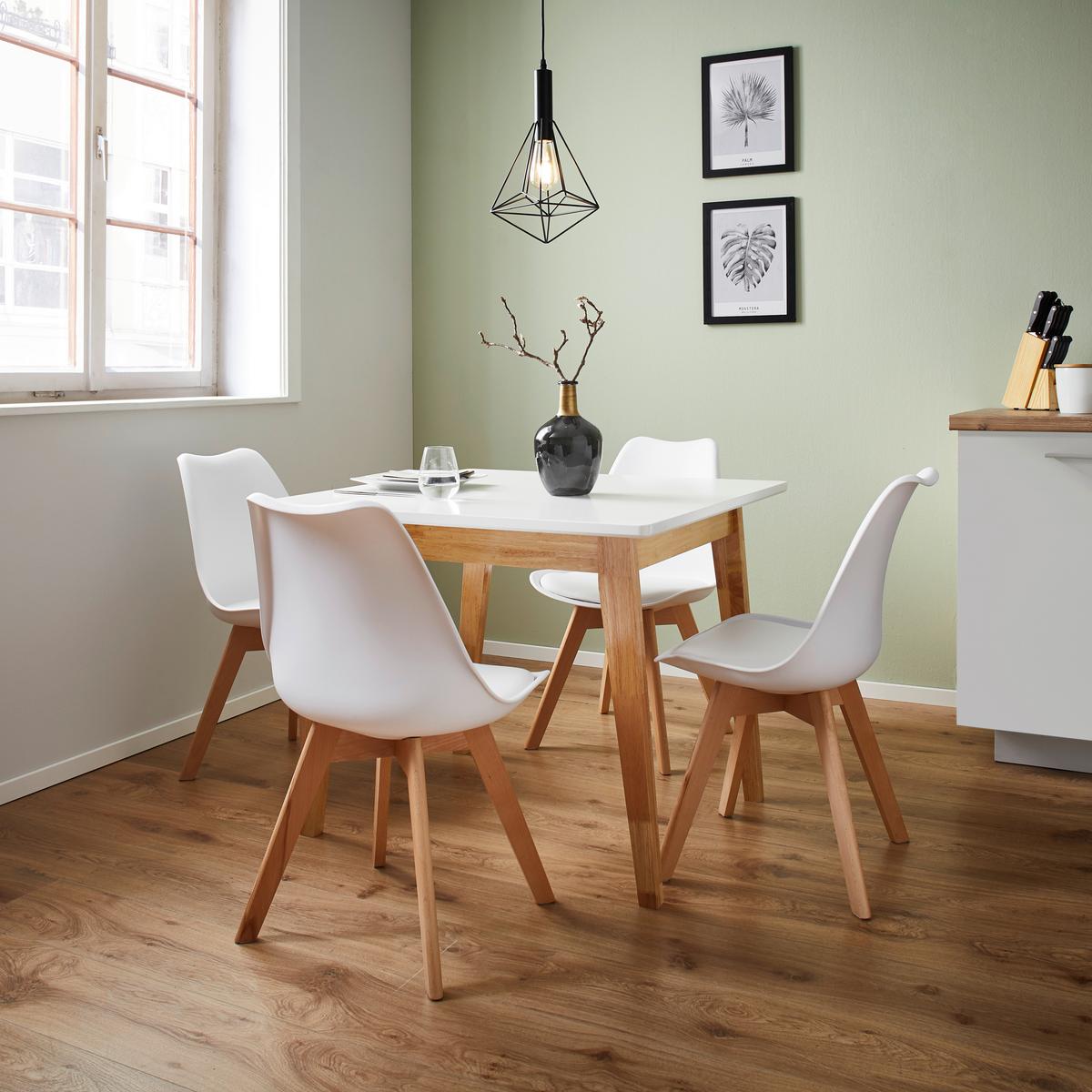 Jedilna Miza Harry, Bela, Naravna - bela, Moderno, les (90/90/75cm) - Bessagi Home