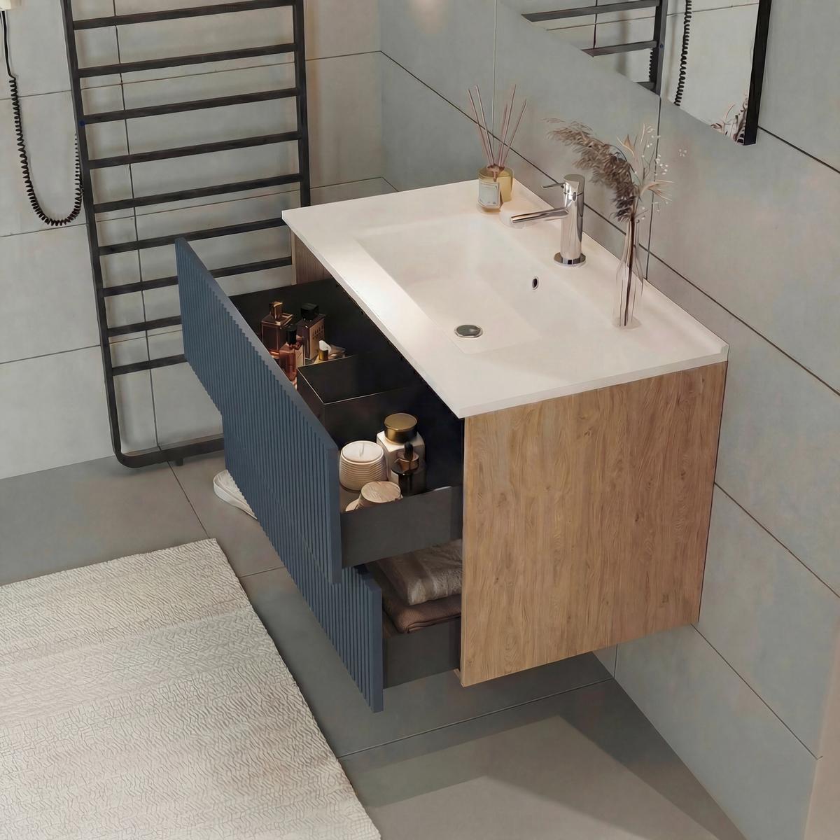 Element Ispod Umivaonika Eva - plava/divlji hrast, Moderno, drvni materijal (100/51/46cm)