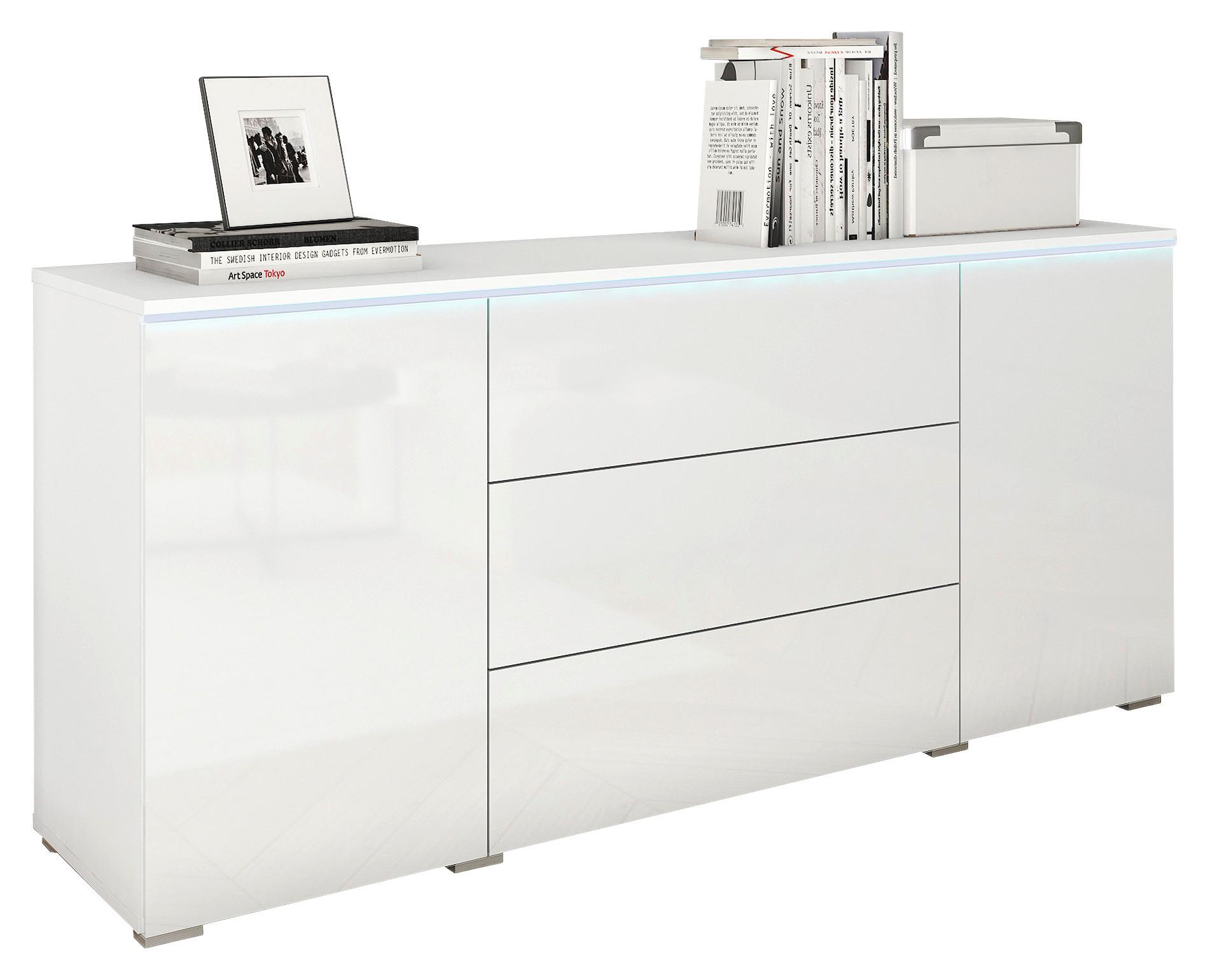 Sideboard Vera mit LED ca. 150 cm Weiß - Weiß Hochglanz/Weiß, LIFESTYLE, Holzwerkstoff/Kunststoff (150/67,9/39,5cm) - P & B