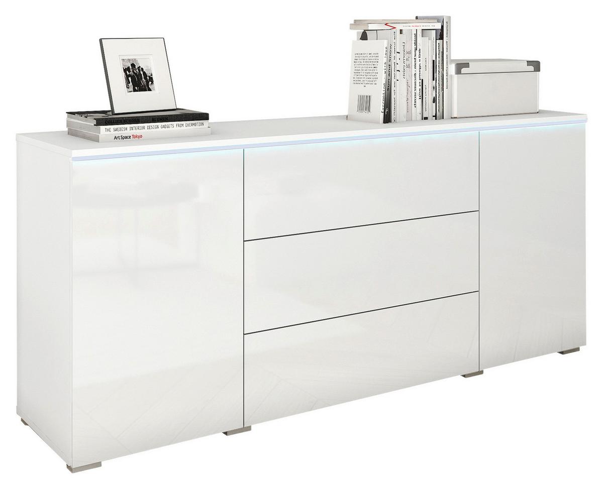 Komoda Vera, Bela, Visoki Sijaj, Led - siva/bela, Trendi, umetna masa/leseni material (150/67,9/39,5cm) - P & B