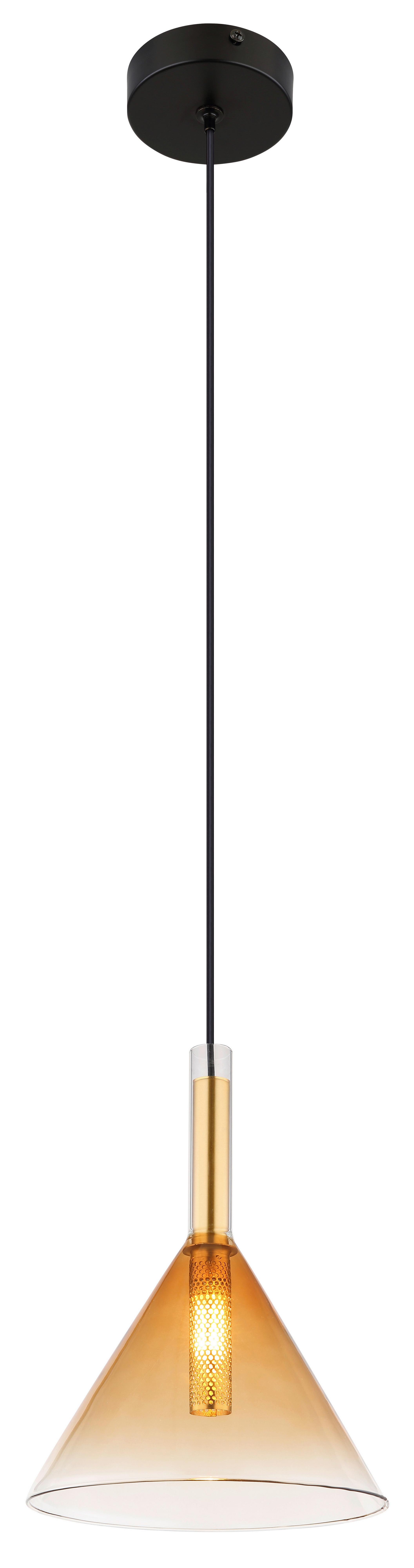 HÄNGELEUCHTE 16044H - Klar/Messingfarben, Konventionell, Glas/Metall (20/120cm) - Globo