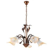 Kronleuchter Lucrezia Bronzo Bronzefarben max. 6 Watt - Bronzefarben, Natur, Glas/Metall (70/100cm)