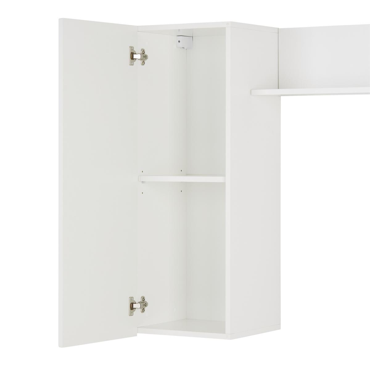 Wohnwand in Weiß Hochglanz - Silberfarben/Weiß, MODERN, Holzwerkstoff/Kunststoff (208/165/33cm) - Mömax