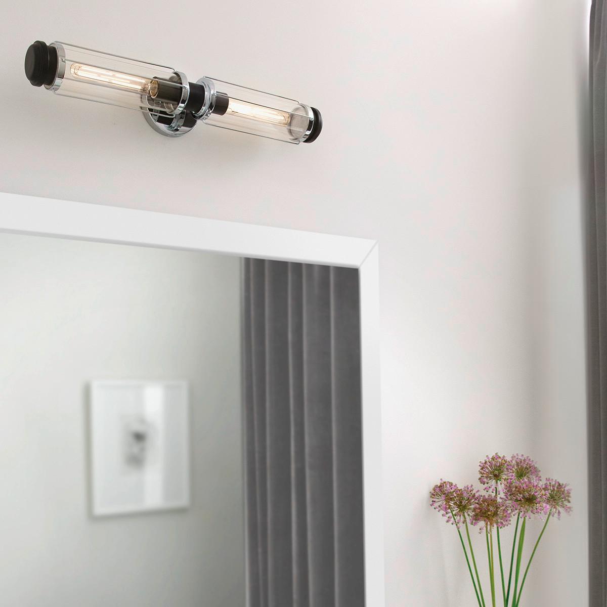 Fürdőszobai Falilámpa Hk-Masthead2-Pcbk - krómszínű/fekete, Konventionell, üveg/fém (12,2/61/12,8cm) - Elstead Lighting